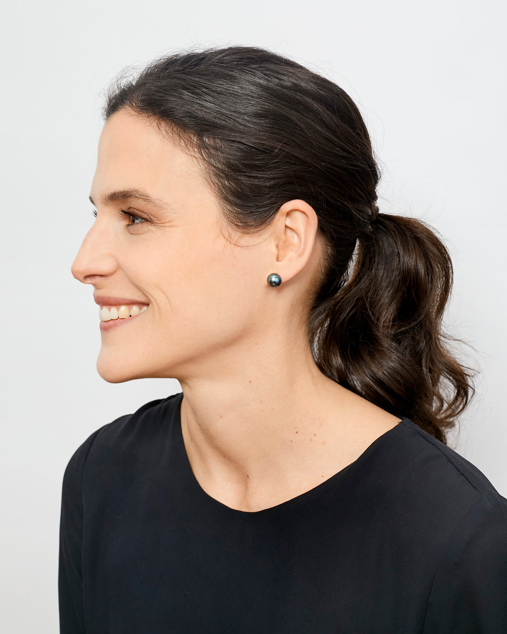 Pendientes de perlas cultivadas naturales negras de tahiti 9-9,5mm