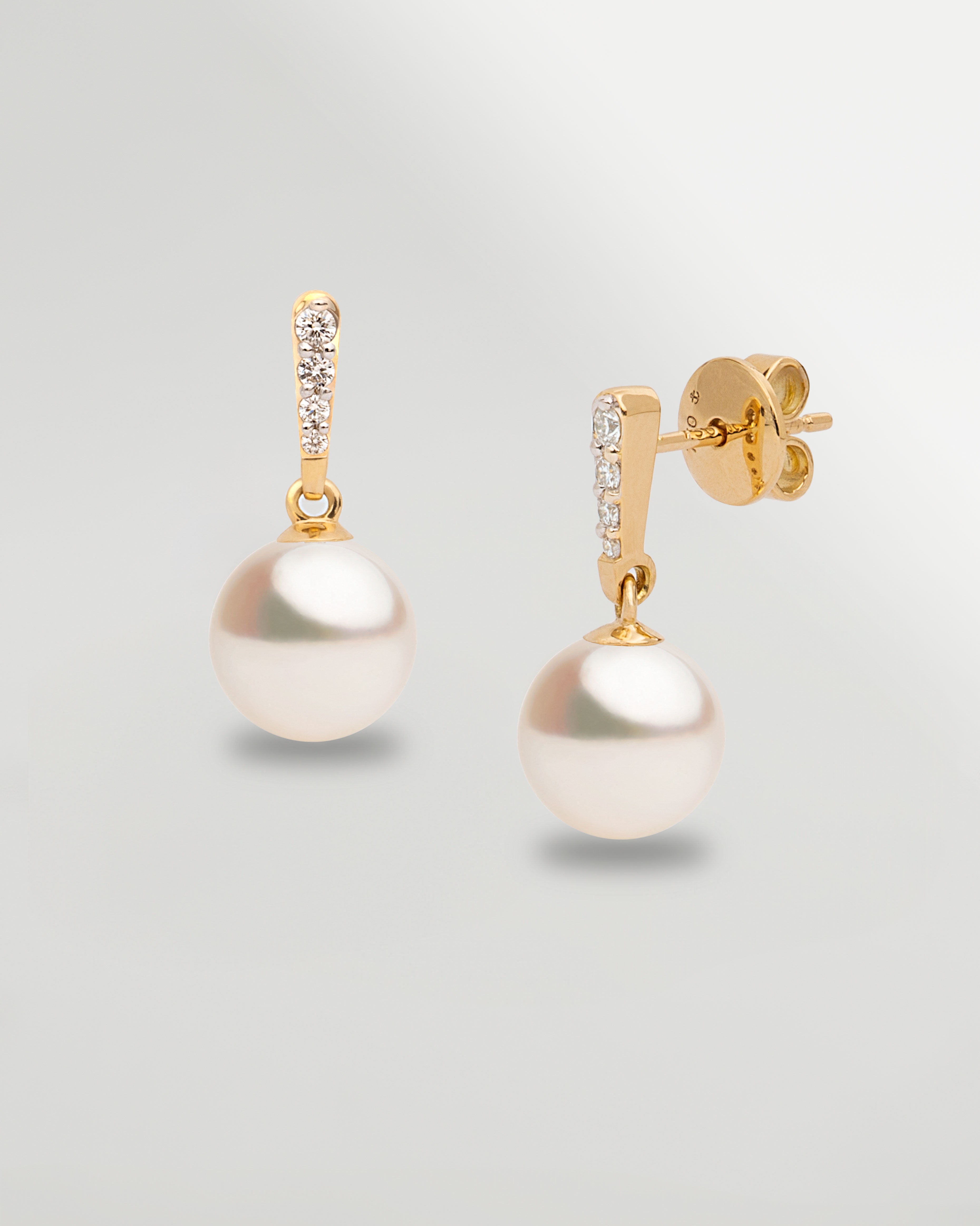 Pendientes Alyssa con Perlas Akoya y Diamantes en Oro | 7,5 - 8 mm
