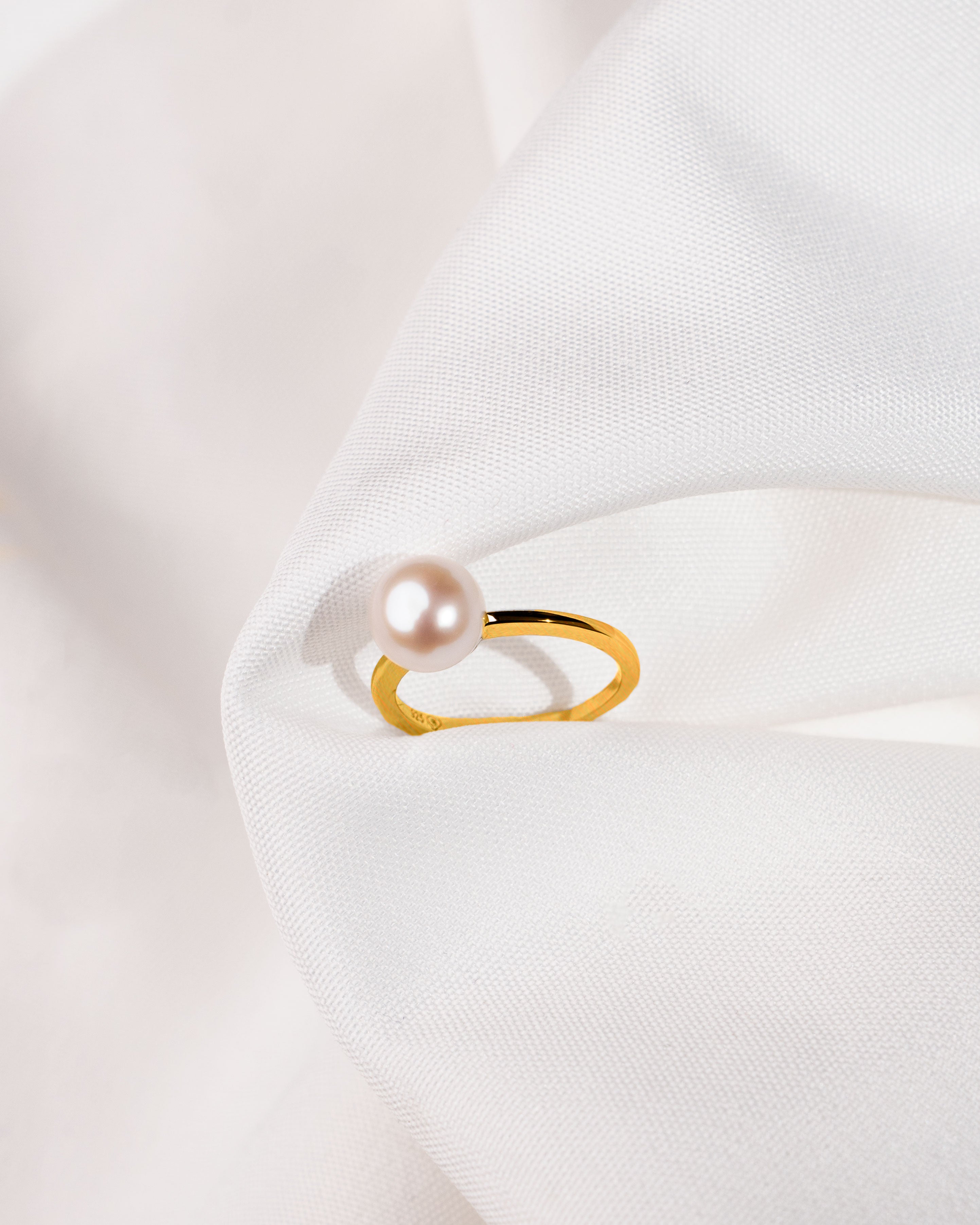 Anillo con Perla Redonda de 8,5mm - Oro Vermeil