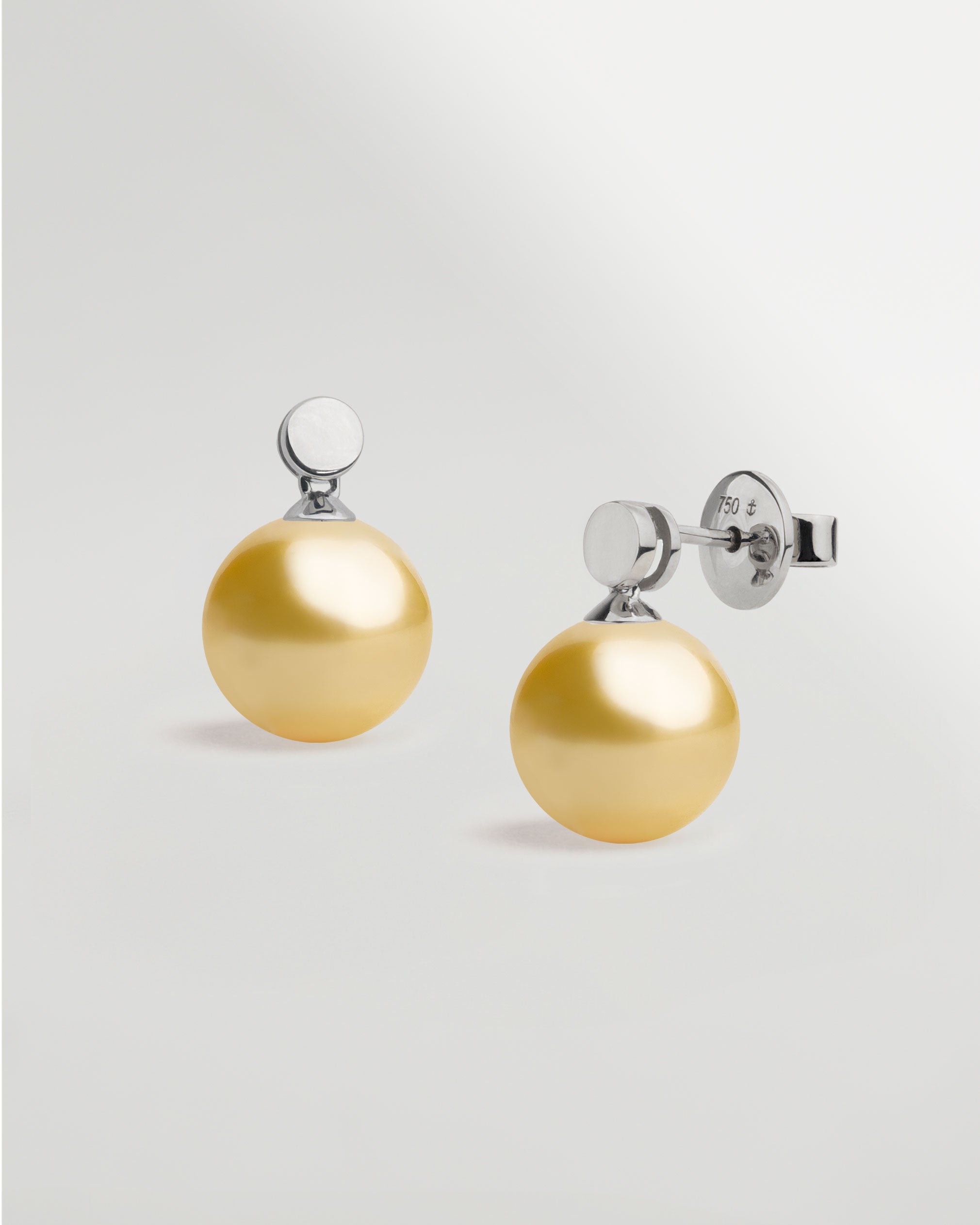 Pendientes Cassia Mar del Sur doradas Disco Oro 18k SY Perlas