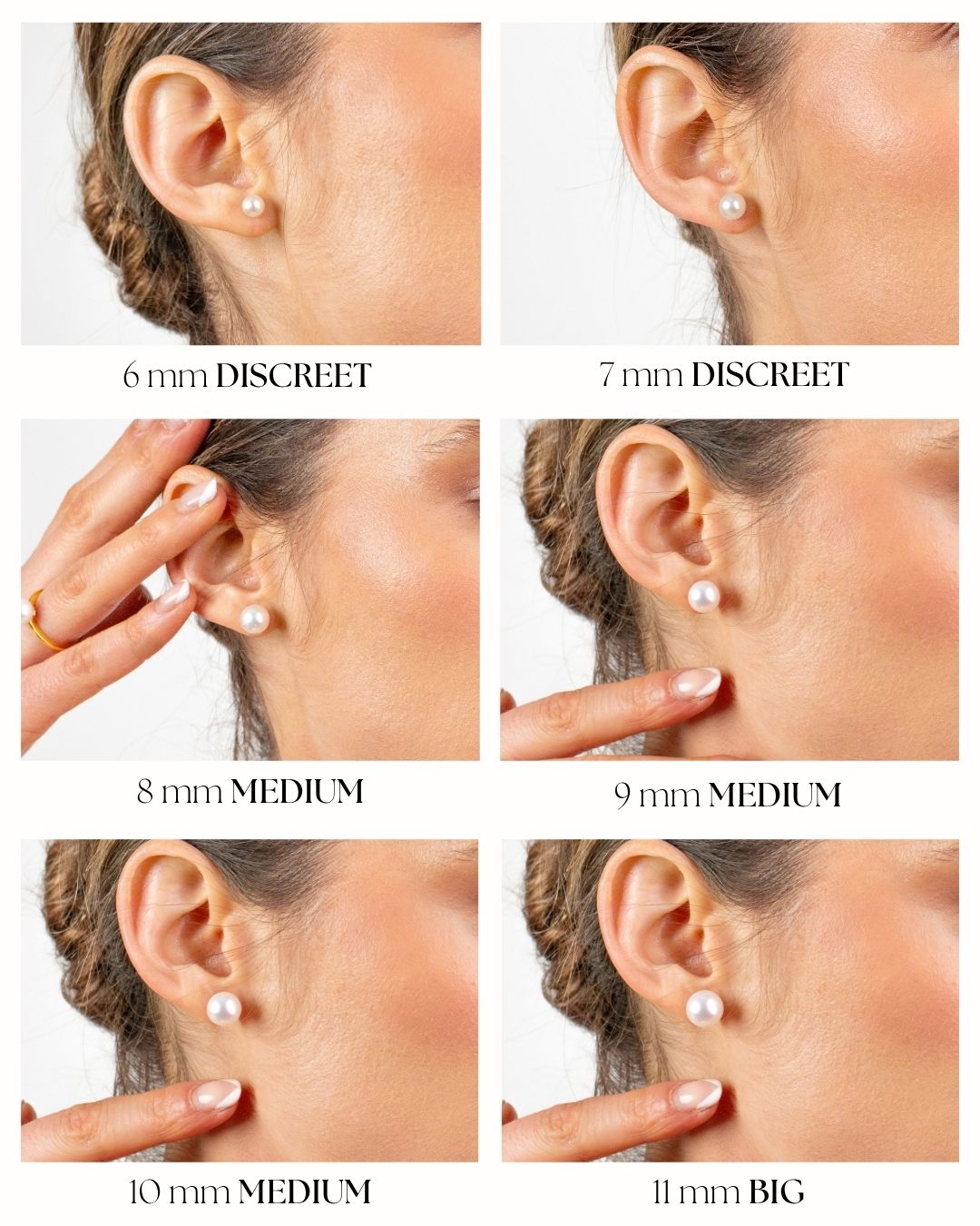 Pendientes de Perlas de Agua Dulce Redondas Tallas SY Perlas