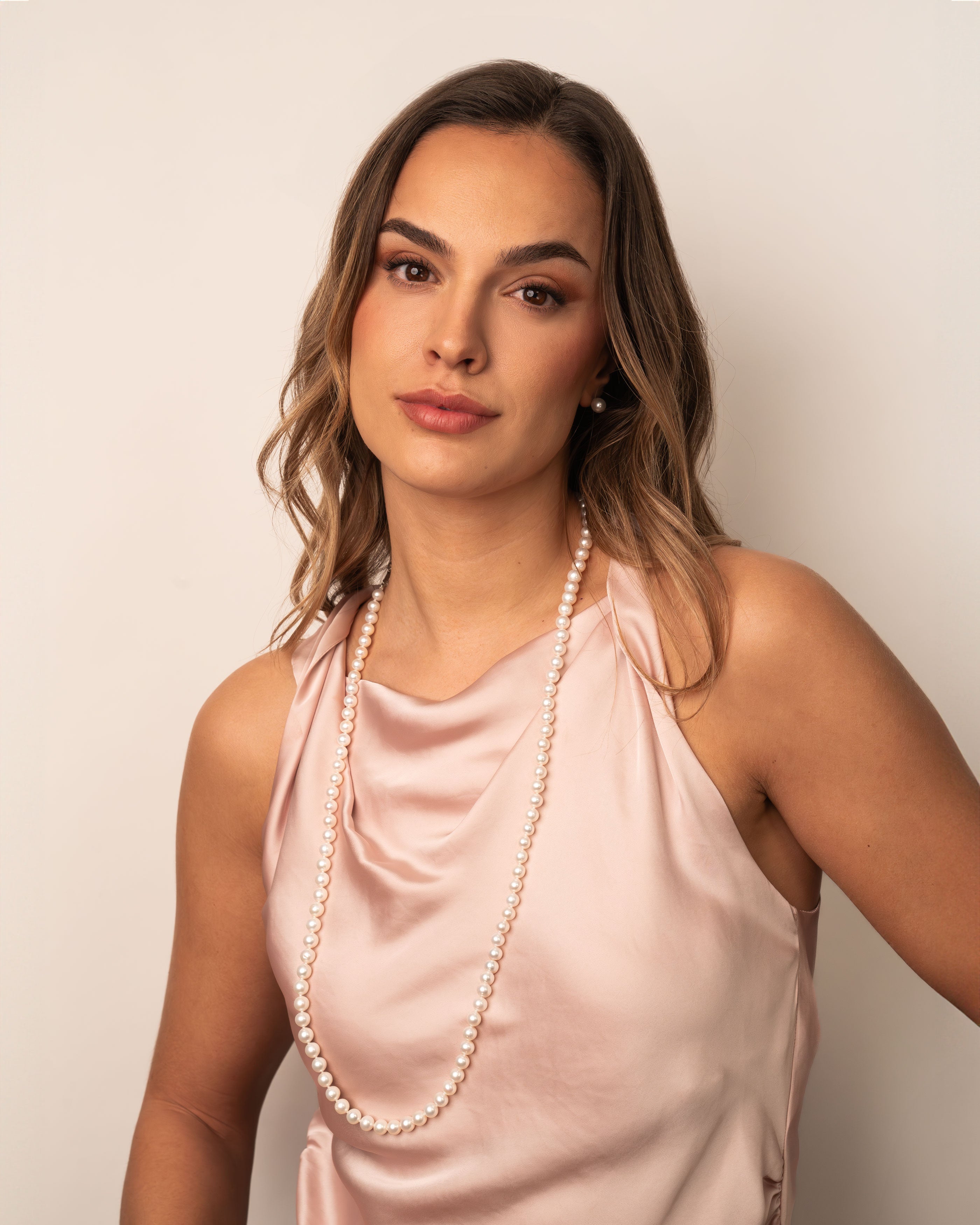 Collar de Perlas Cultivadas de Agua Dulce Redondas de 7,5-8,5 mm