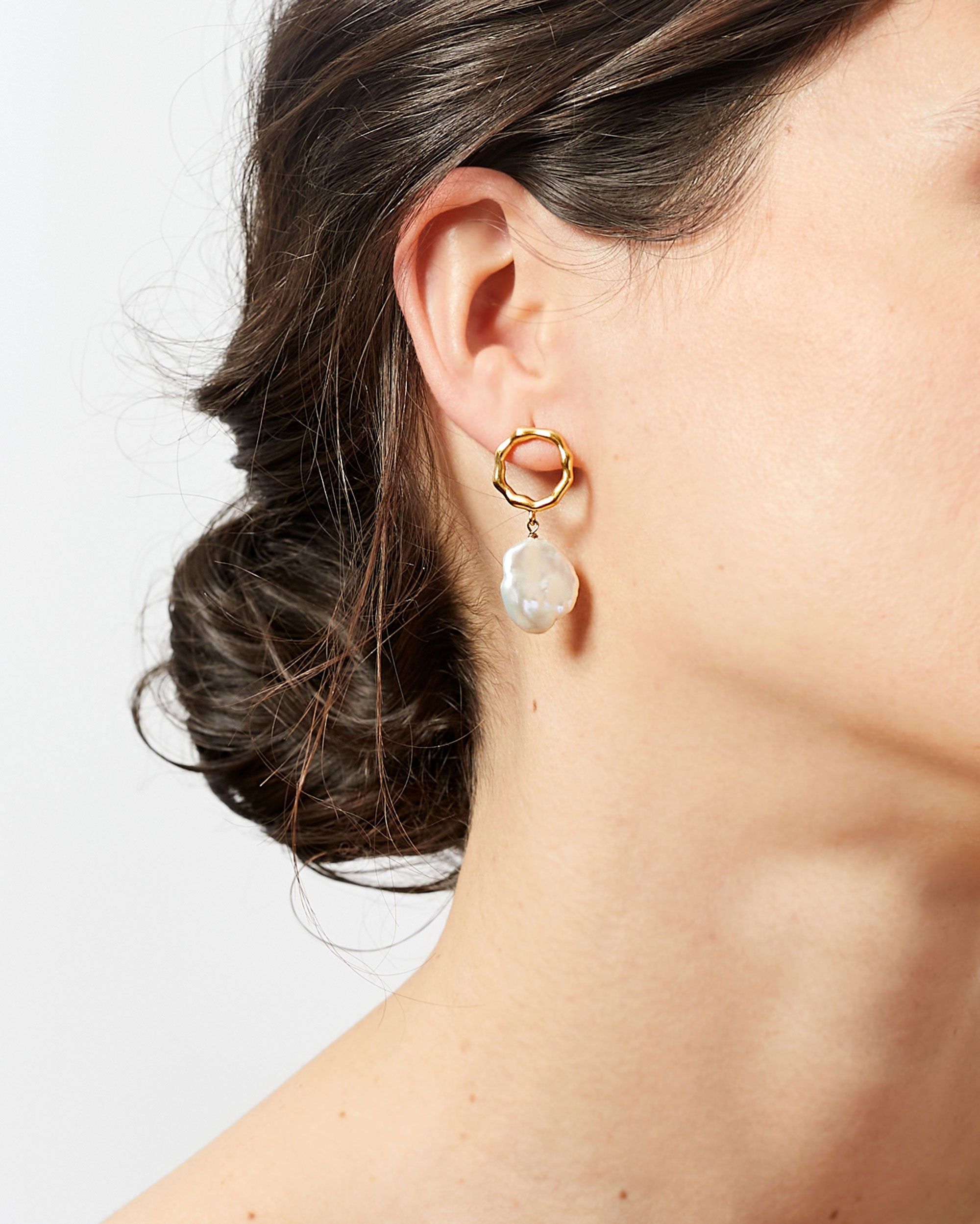 pendientes perlas cultivadas barroccas keshi grandes plata de ley bañada en oro de mujer