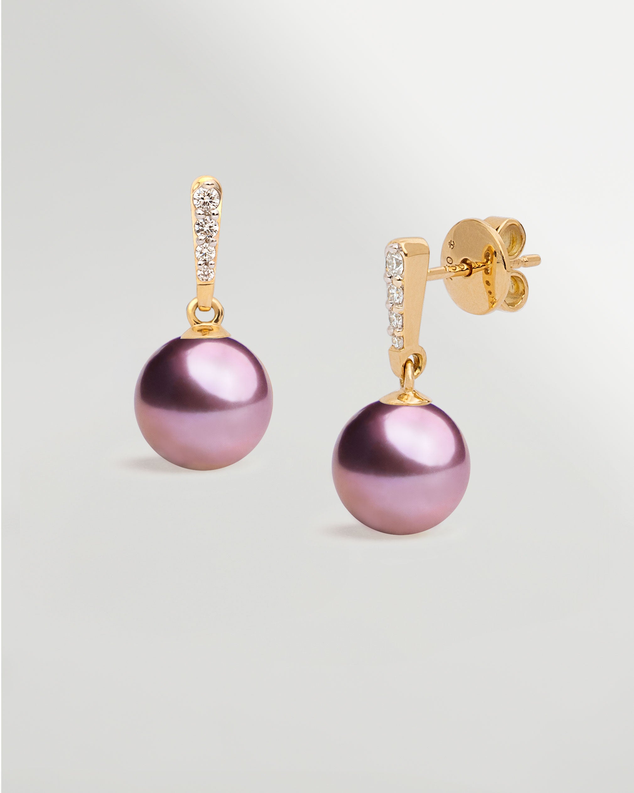 Pendientes Alyssa de Perlas Agua Dulce Edison Moradas 8-9 mm | SY Perlas