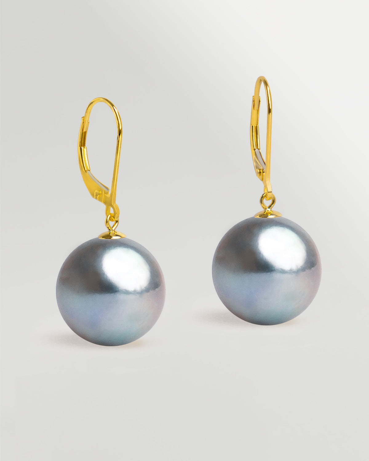 Pendientes Mosquetón en oro amarillo 18k y Perla Blue Akoya
