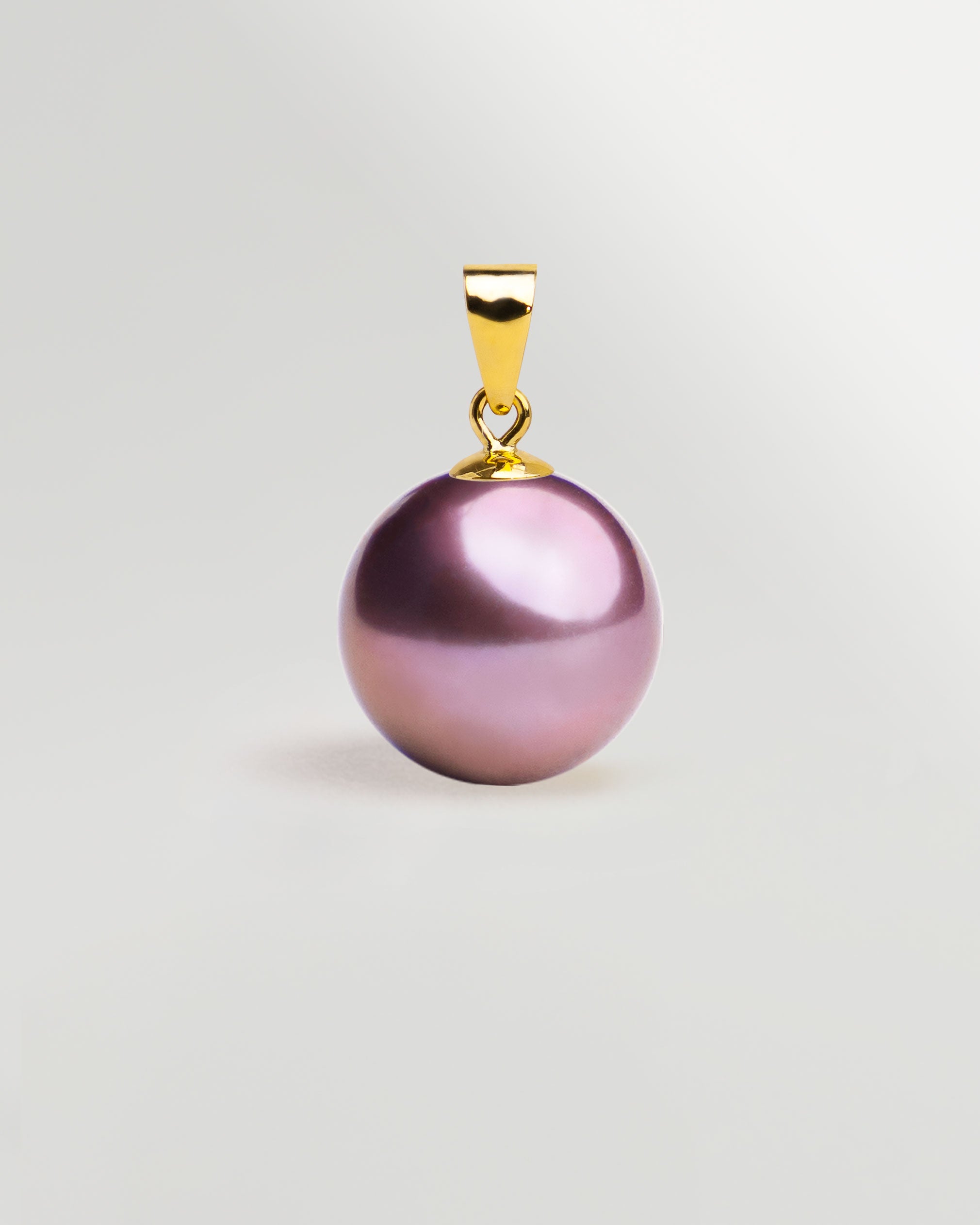 Cultured Freshwater Pearl Edison Pendant, Purple & 18k Gold