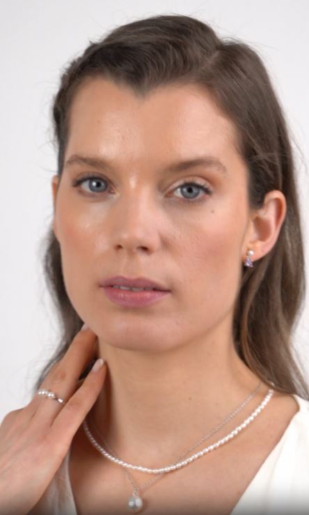 Pendientes Hooper de Perla Cultivada de Agua dulce 4-4.5mm y Amatista Secret&You