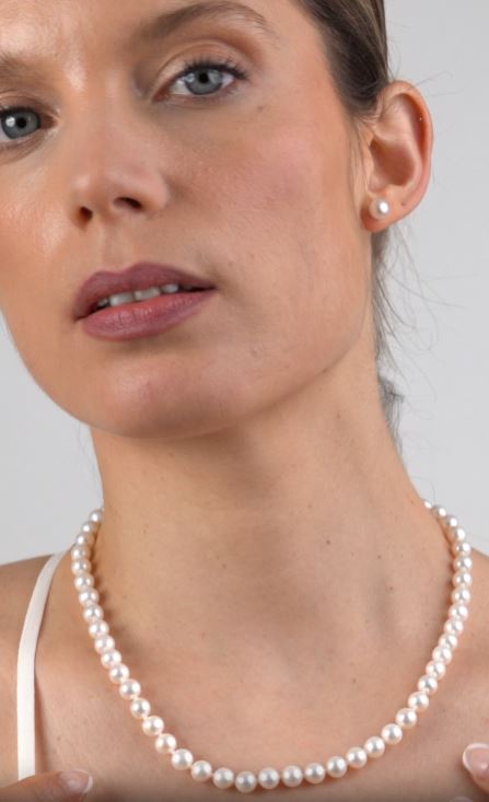 collar de perlas cultivadas de agua dulce redondas de 6,5-7,5 mm secret & you