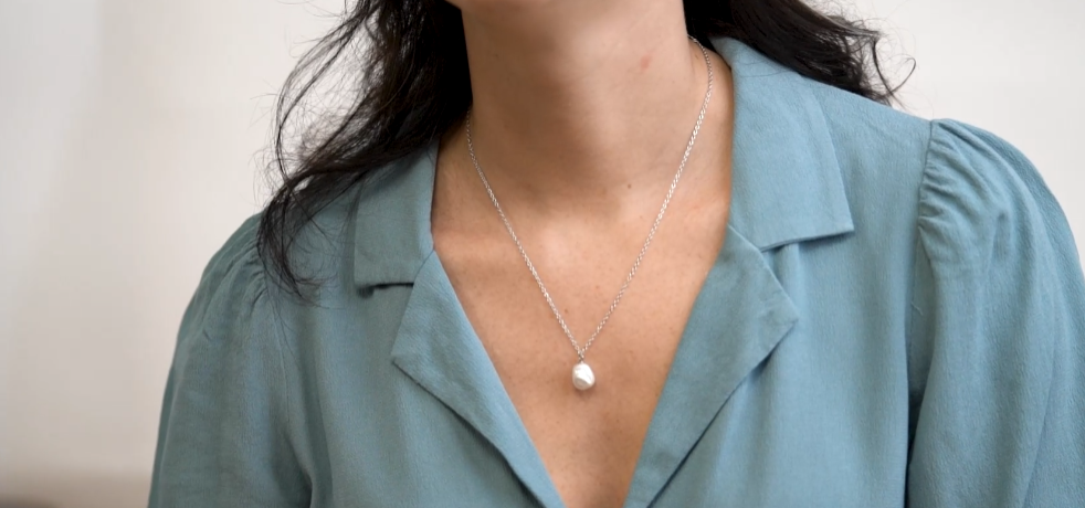 Colgante Perla de Agua Dulce Keshi de 9-10 mm y Plata de ley Secret & You