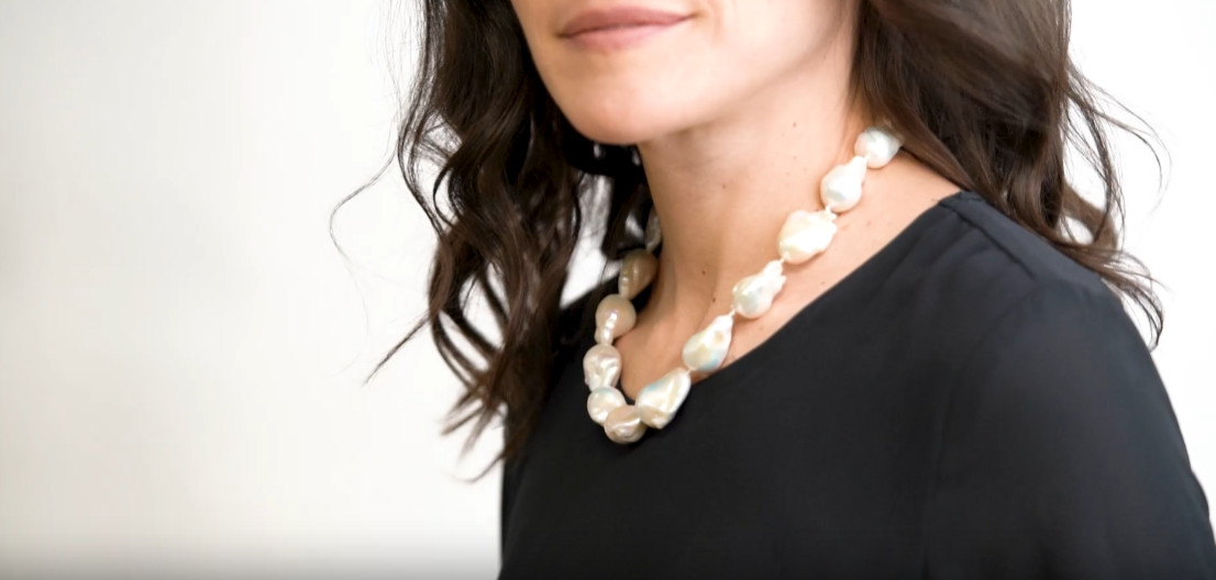 Collar de Perlas de Agua Dulce Grandes y Barrocas 13-15mm, 45cm. Calidad AAA Secret & You