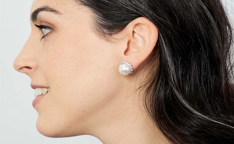 Pendientes de Perlas Botón Rodeados de Circonitas Secret & You