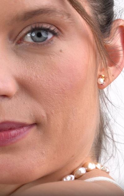 Pendientes Bhutto de Perla Cultivada de Agua dulce 4.5-5mm, Citrino y Topacio