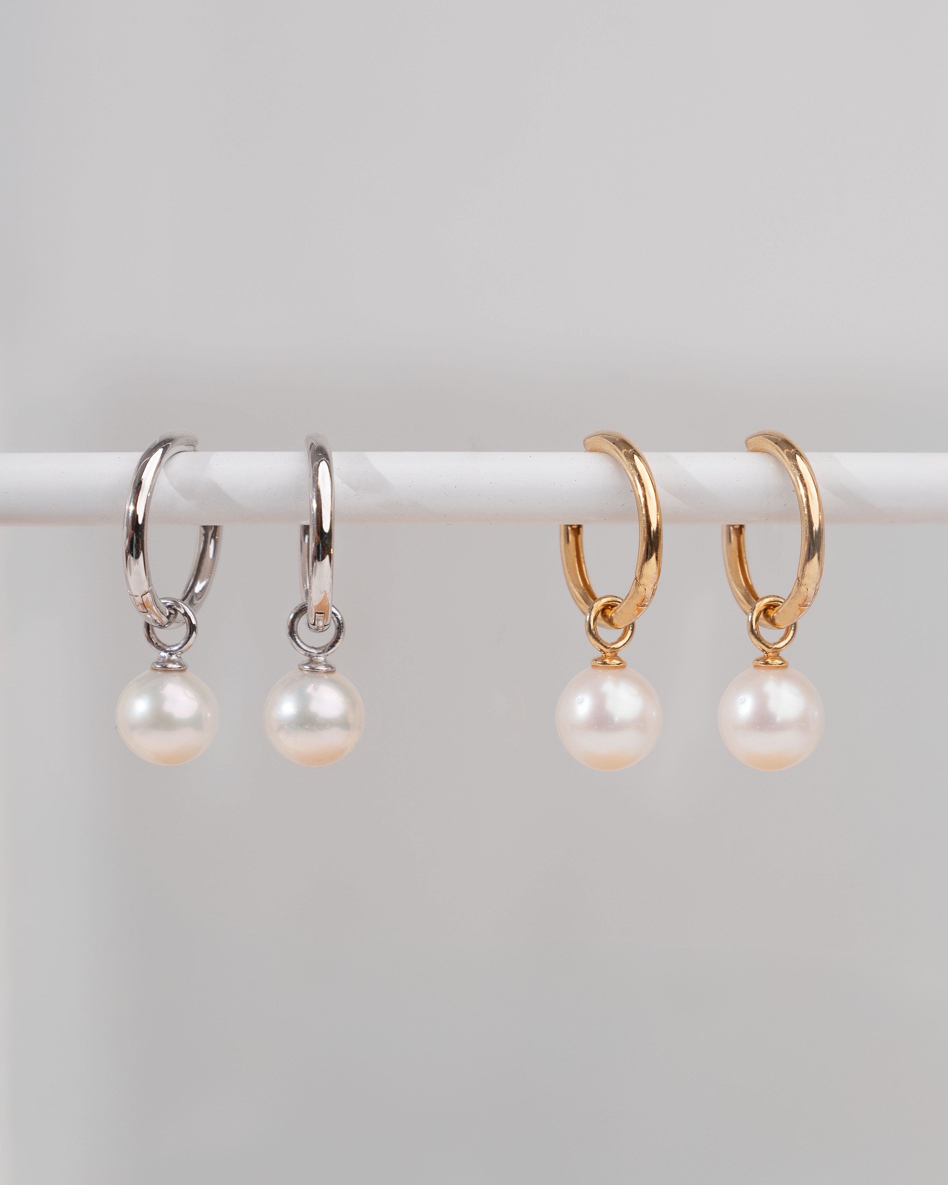 Aros de oro vermeil y plata de ley con perla redonda 12mm
