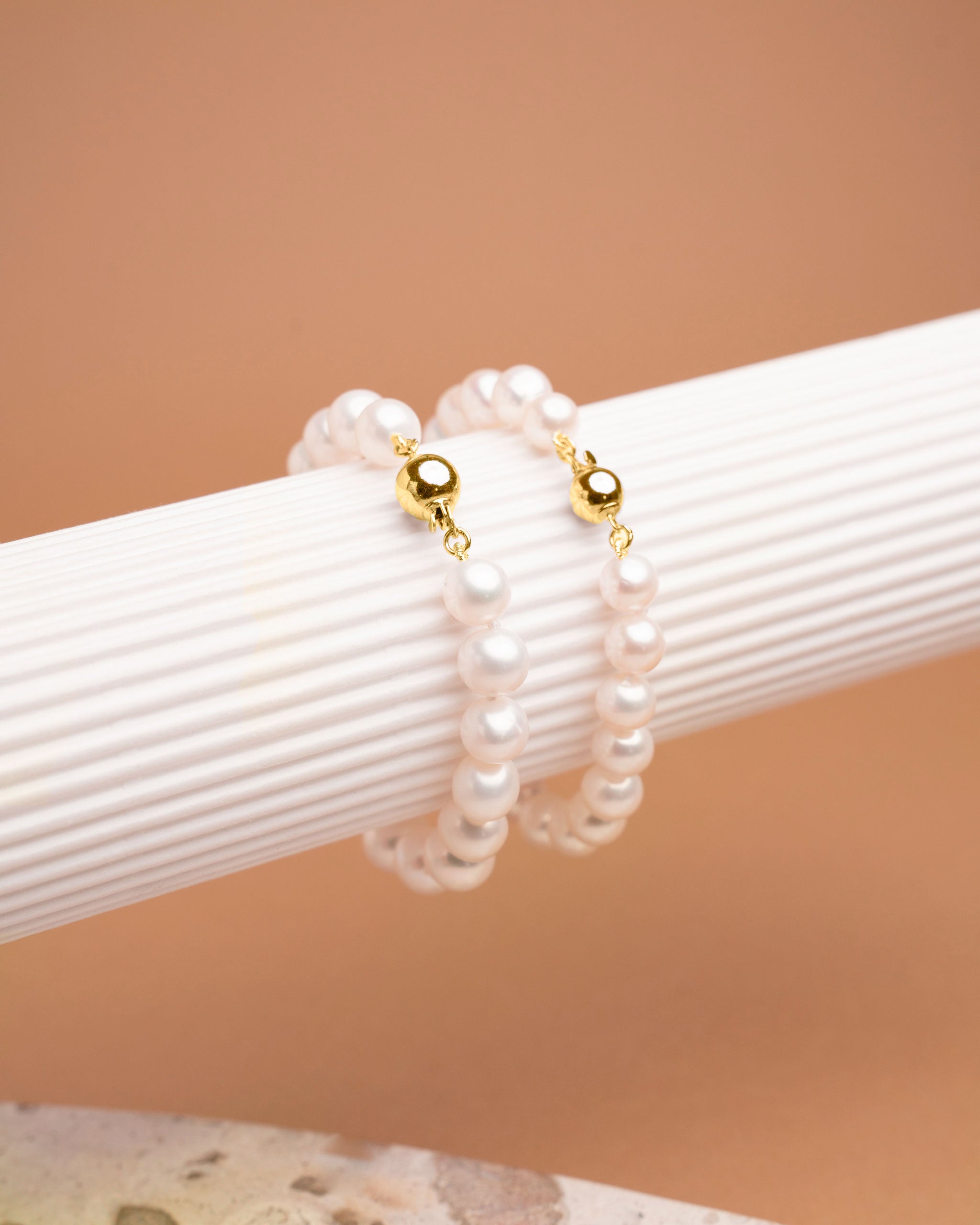 Pulsera de perlas cultivadas de agua dulce redondas de 7,5 a 8,5 mm