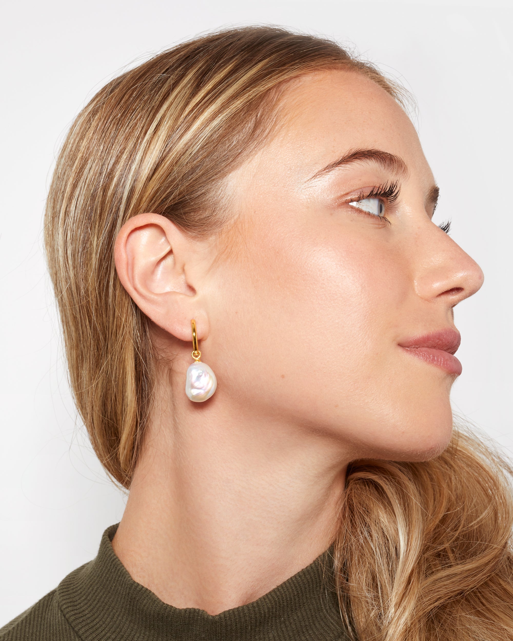 Pendientes de Aro de Oro Vermeil con Perla Keshi - 16mm