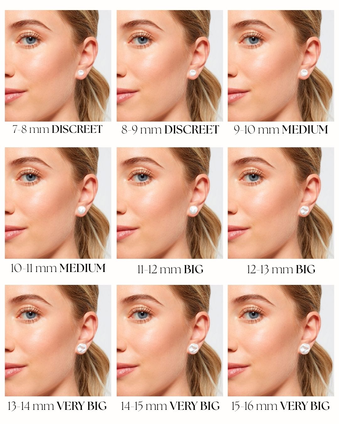 Tallas Pendientes Perla Keshi AAA en Oro Blanco 18k | SY Perlas