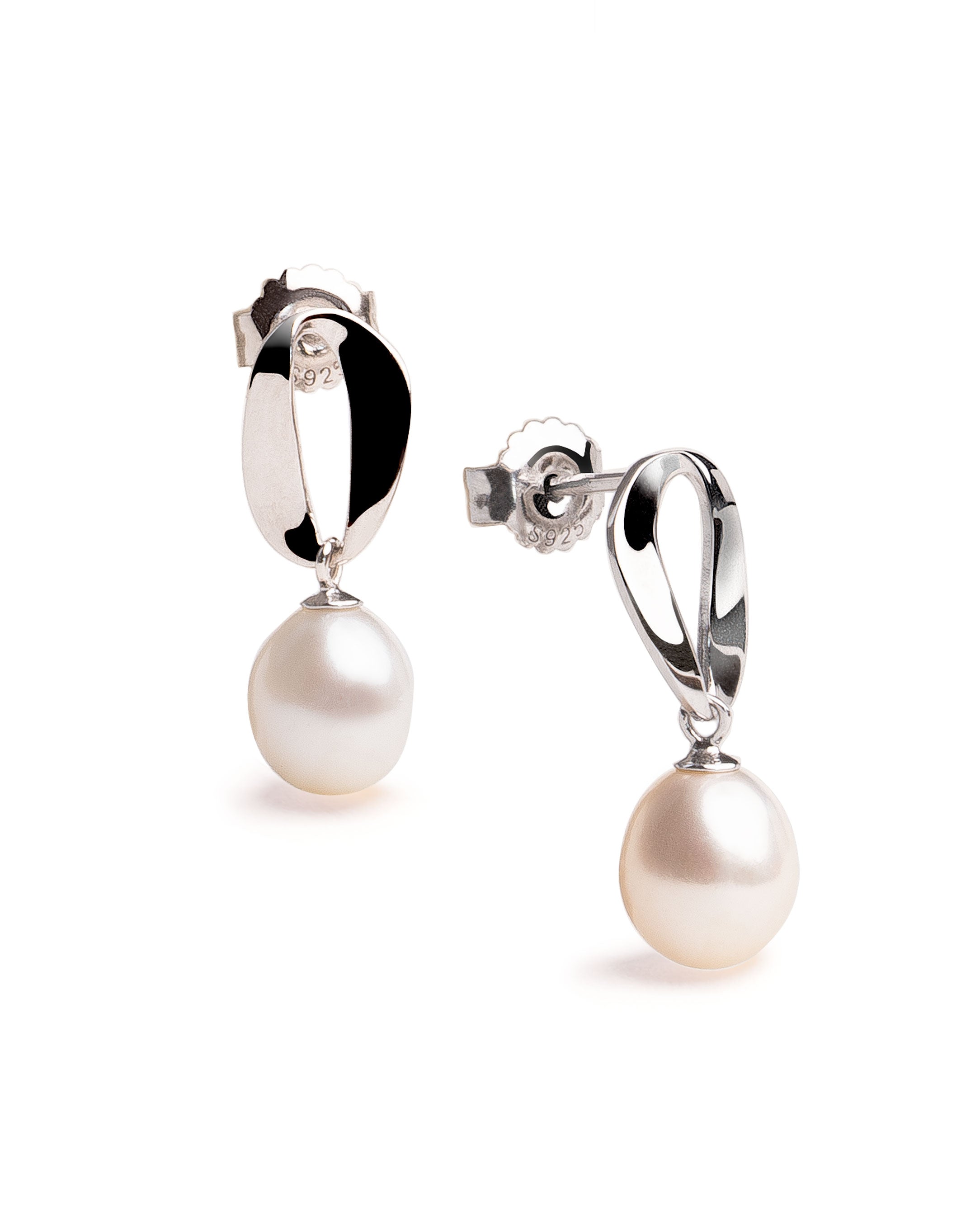 Pendientes Venus de perla gota de agua 7-8 mm en plata de ley | Colección Bloom
