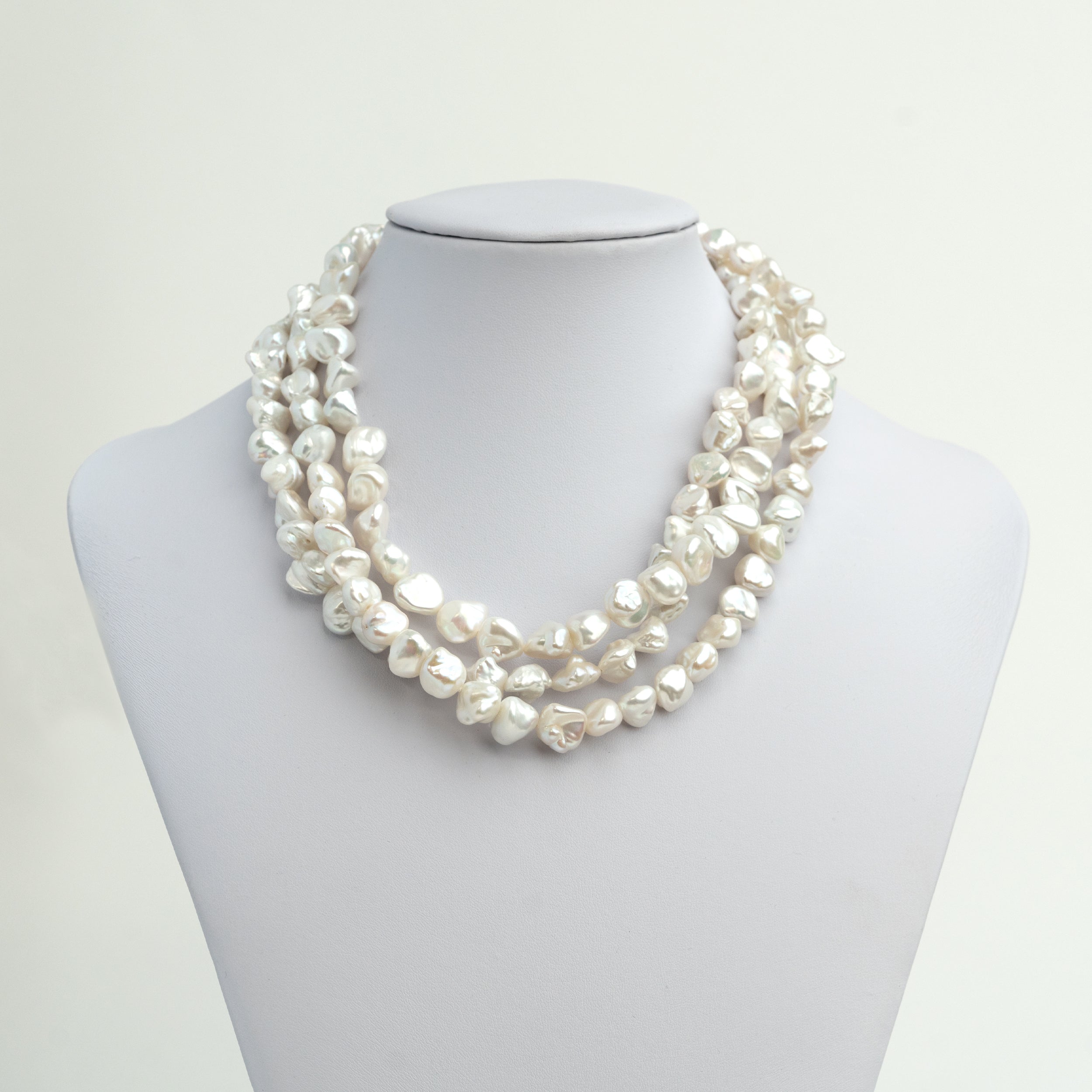 Collar de Perlas Cultivadas de Agua Dulce Barrocas Keshi de 10-11 mm, 120 cm de largo