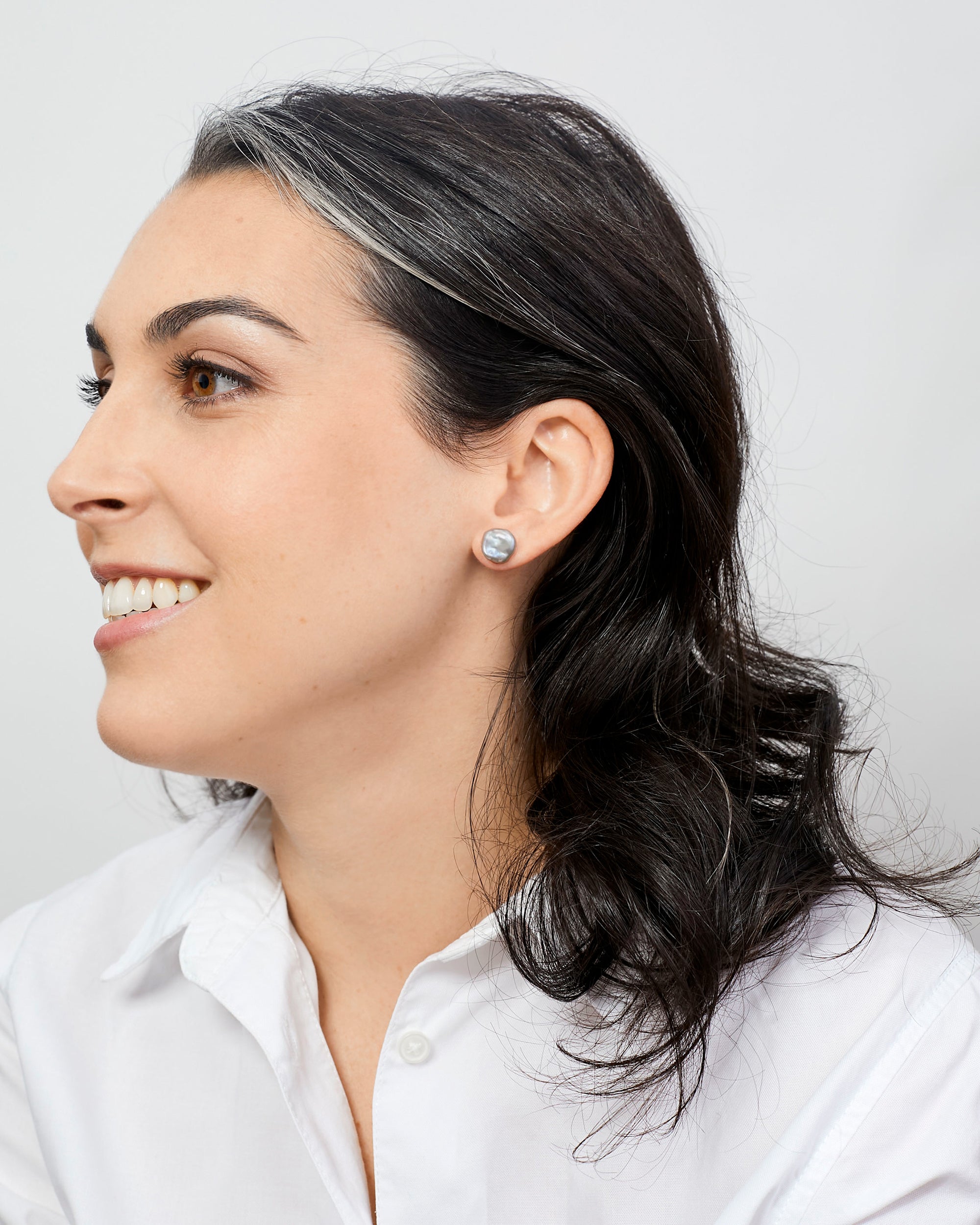 Pendientes de Perlas Keshi Cultivadas Grises y Plata de Ley Secret & You 10-11mm