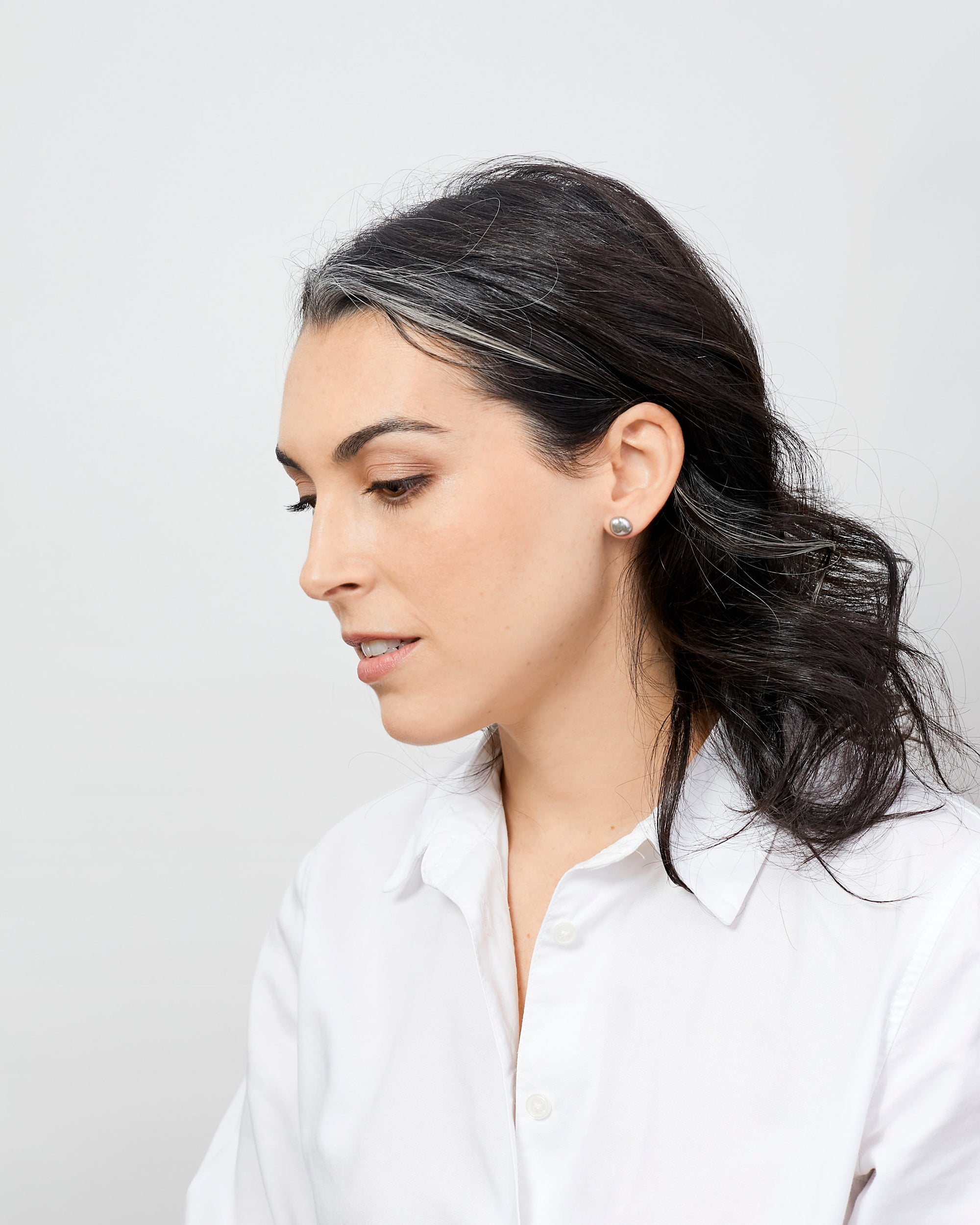 Pendientes de Perlas Keshi Cultivadas Grises y Plata de Ley Secret & You 8-9mm