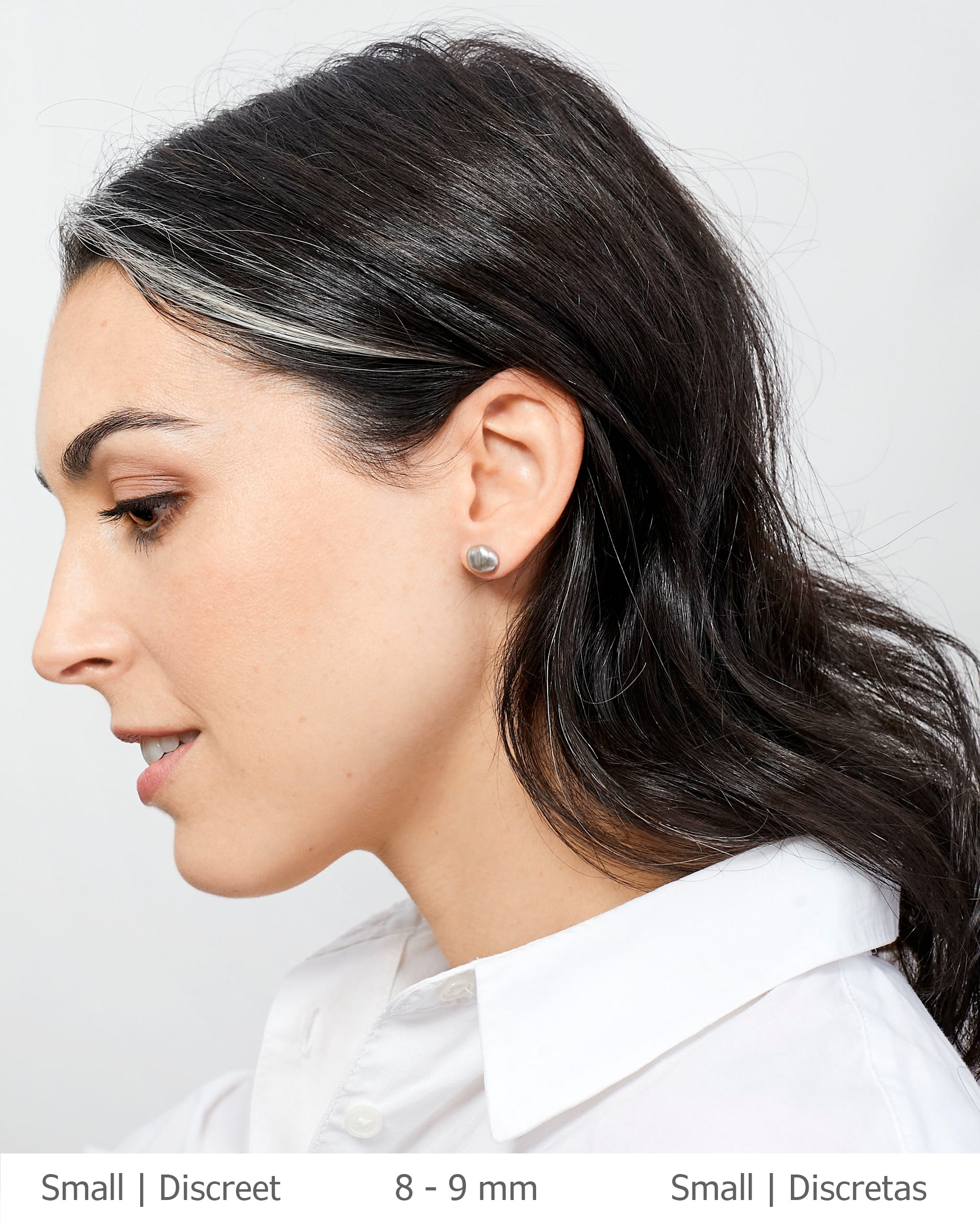 Pendientes de Perlas Keshi Cultivadas Grises y Plata de Ley Secret & You 8-9mm