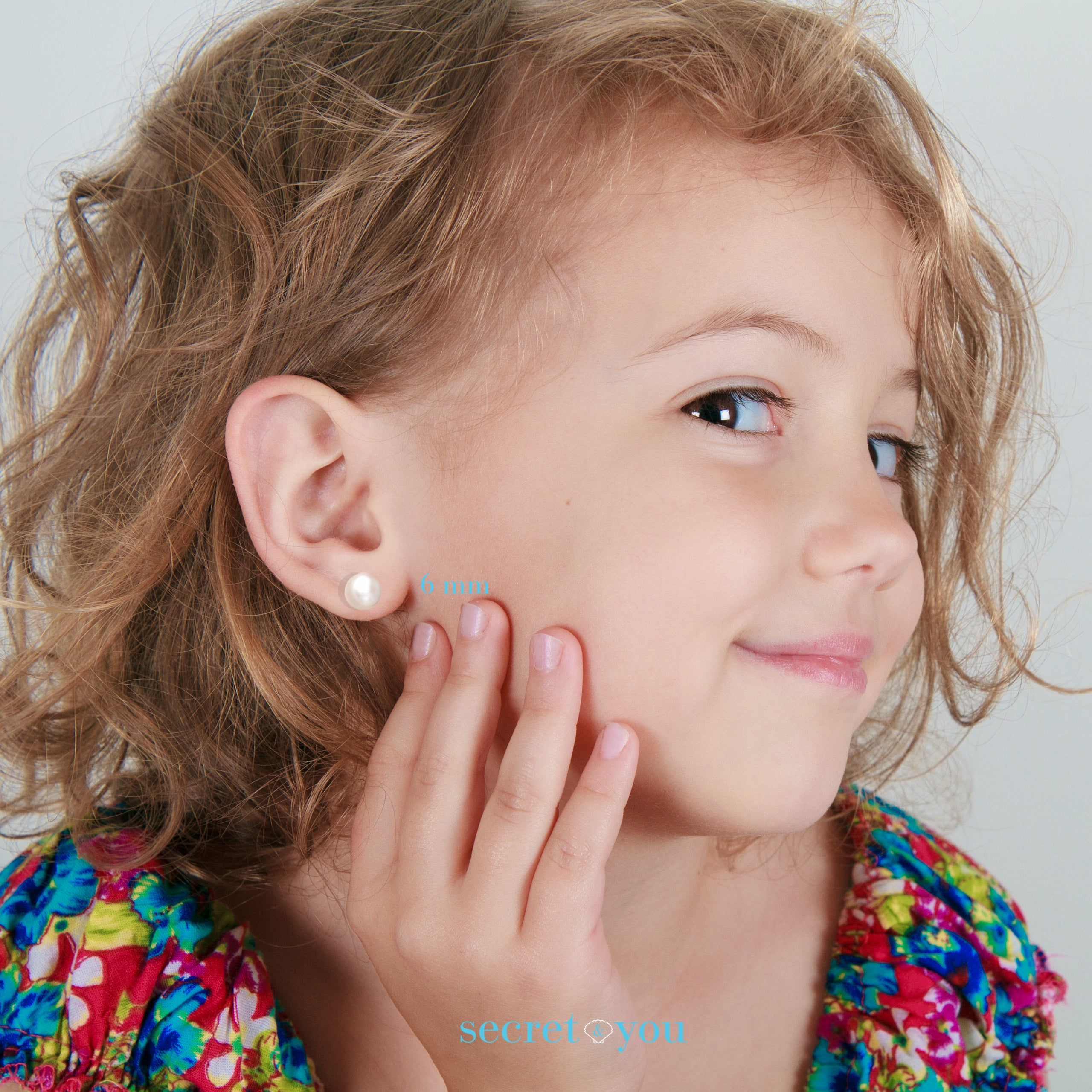 Pendientes para Bebés y Niñas de Perlas cultivadas de Agua Dulce y Plata de Ley Secret & You 6mm