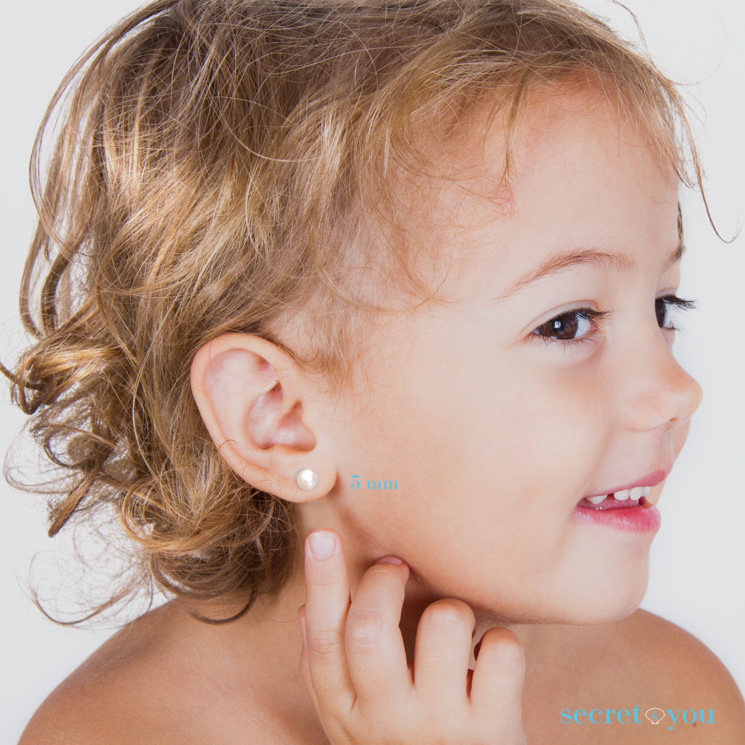Pendientes para Bebés y Niñas de Perlas cultivadas de Agua Dulce y Plata de Ley Secret & You 5mm