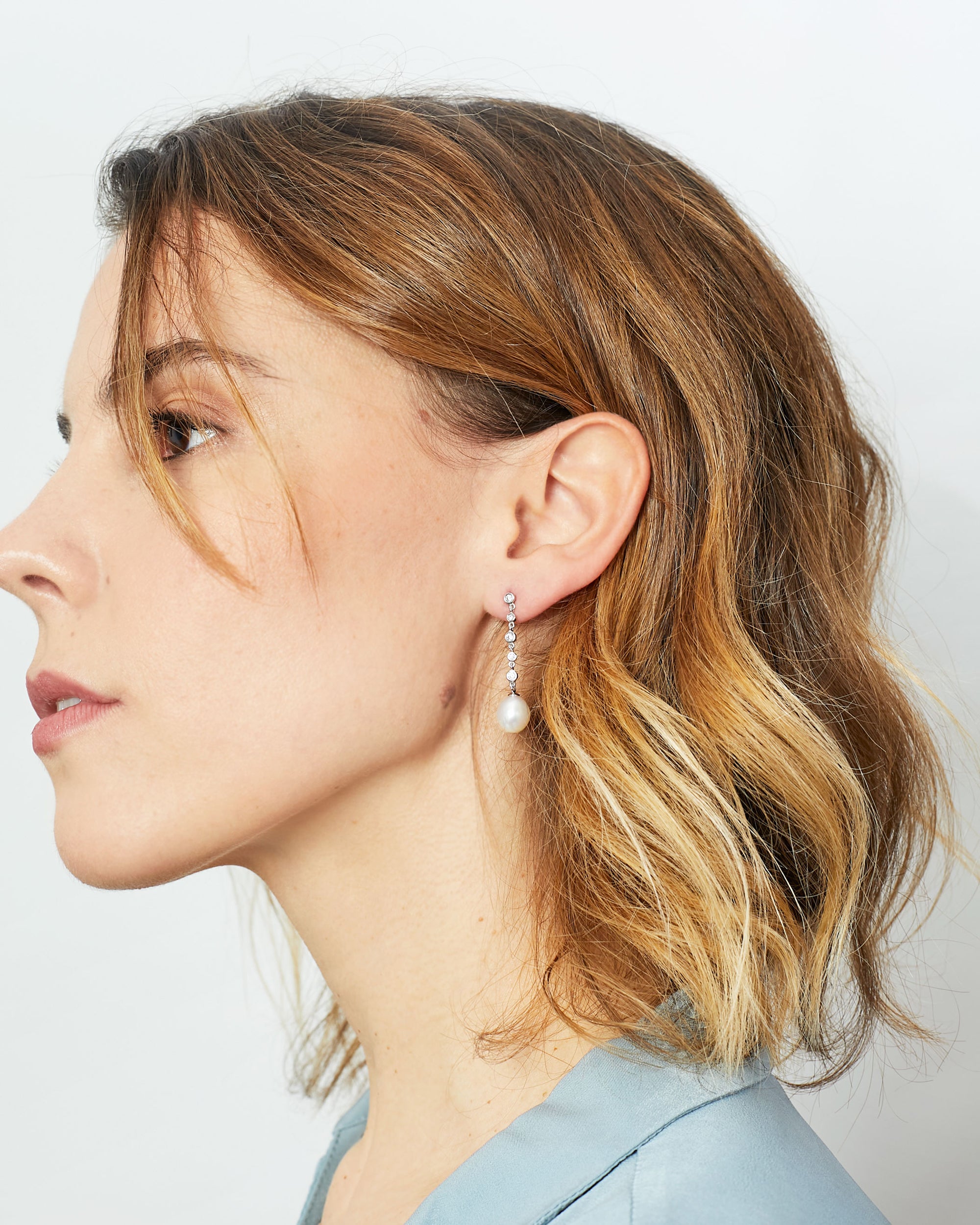 Pendientes de Perlas de Agua Dulce Gota 8-9 mm de Plata de Ley con Circonitas Secret & You