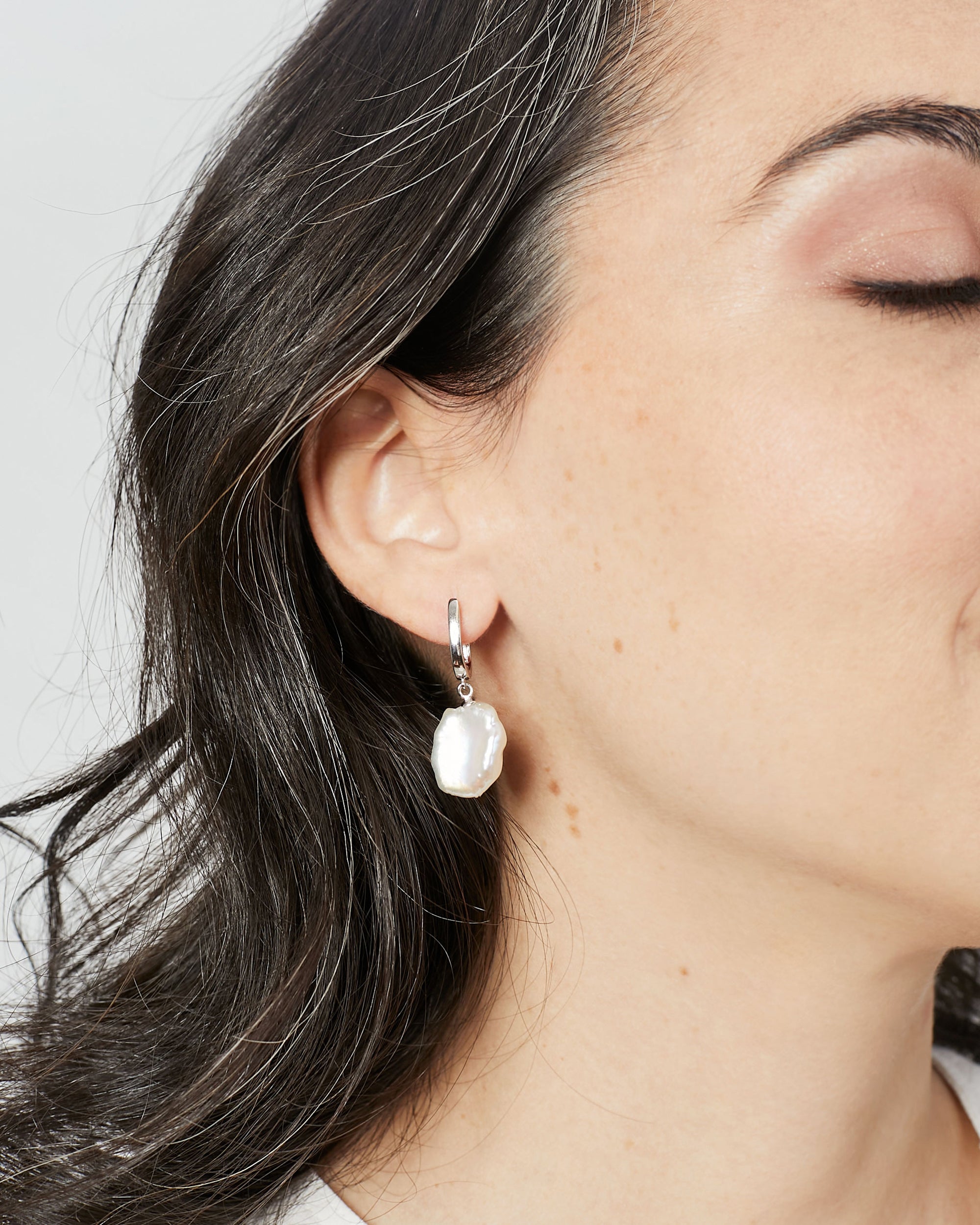 pendientes perlas barrocas keshi grandes cultivadas plata de ley de mujer Secret & You