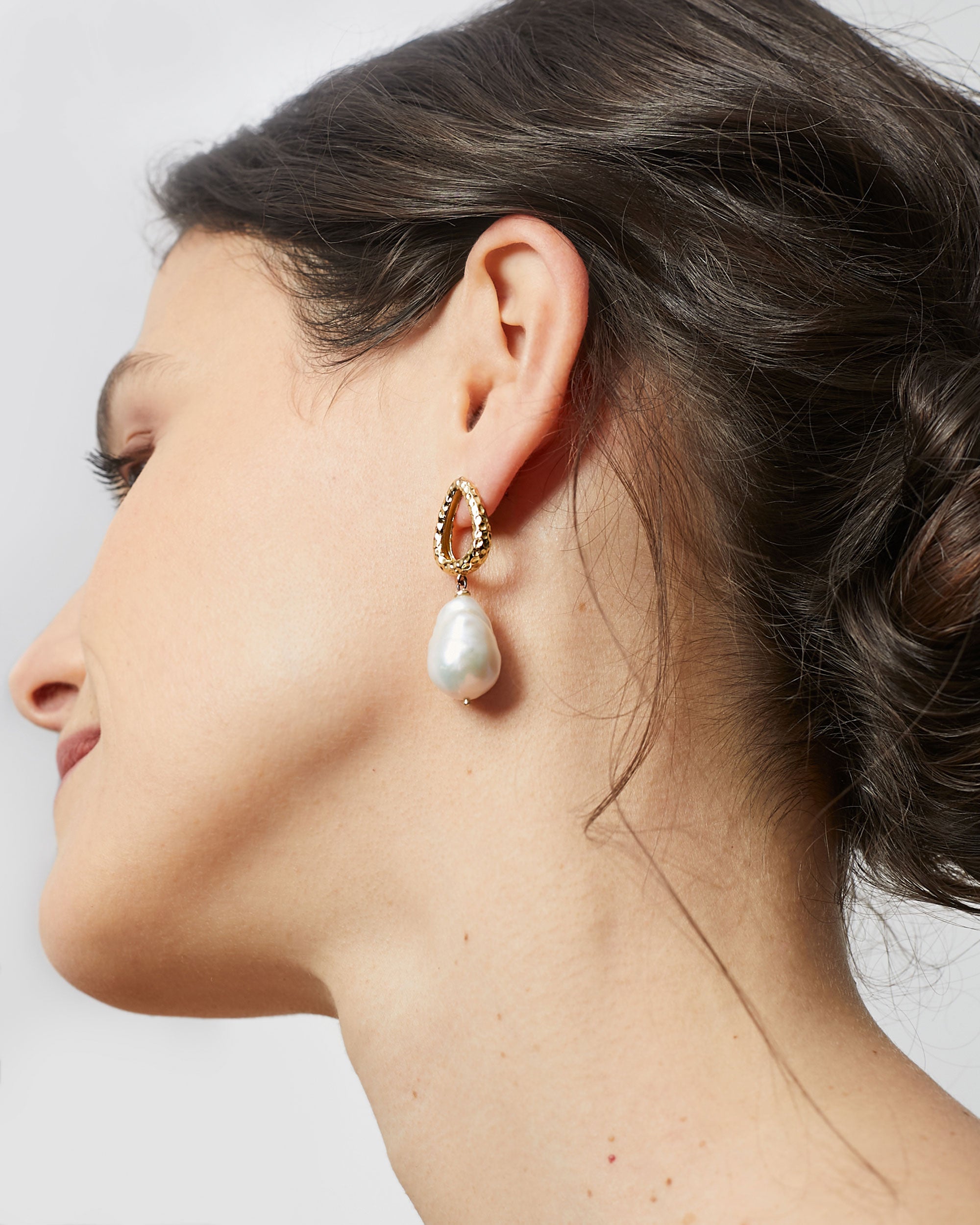 Pendientes de mujer de perlas cultivadas barrocas grandes y plata bañada en oro Secret & You