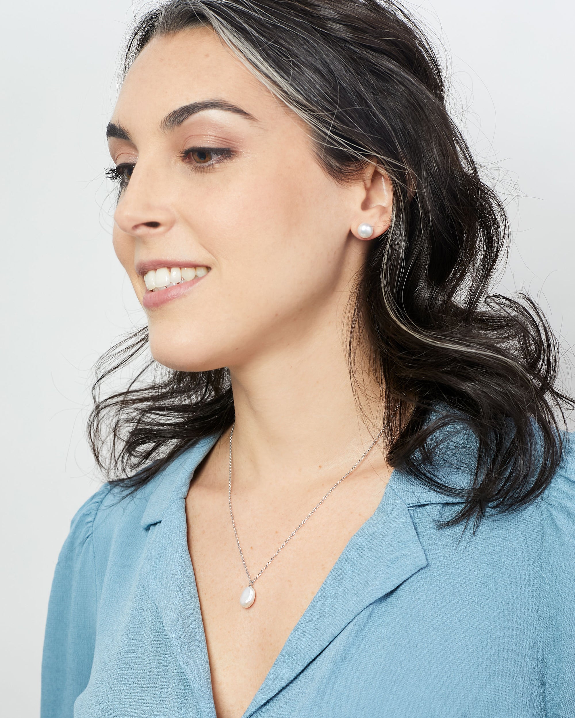 Colgante Perla de Agua Dulce Keshi de 9-10 mm y Plata de ley Secret & You