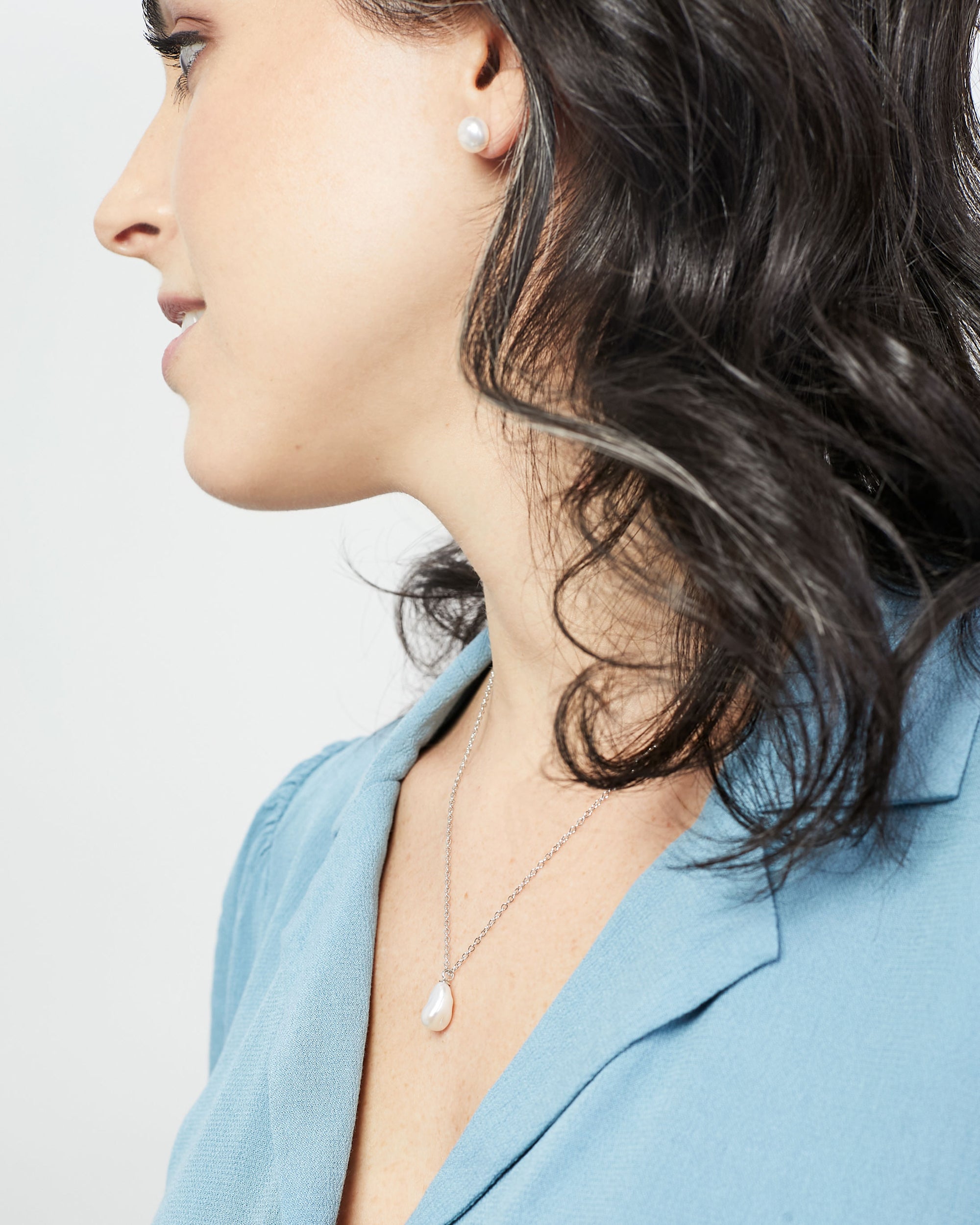 Colgante Perla de Agua Dulce Keshi de 9-10 mm y Plata de ley Secret & You