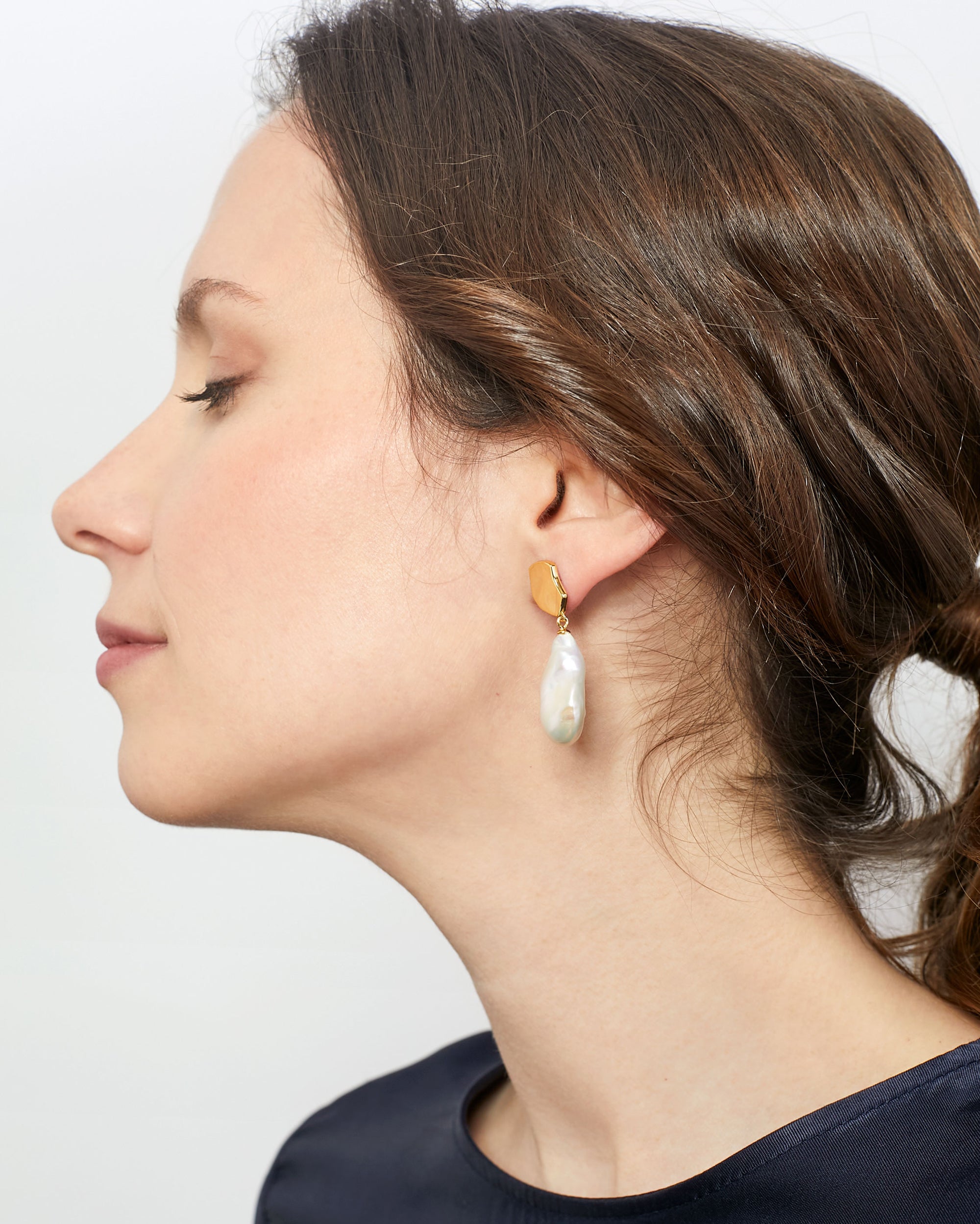 Pendientes de Perlas Barrocas Keshi y plata bañada en oro de mujer Secret & You