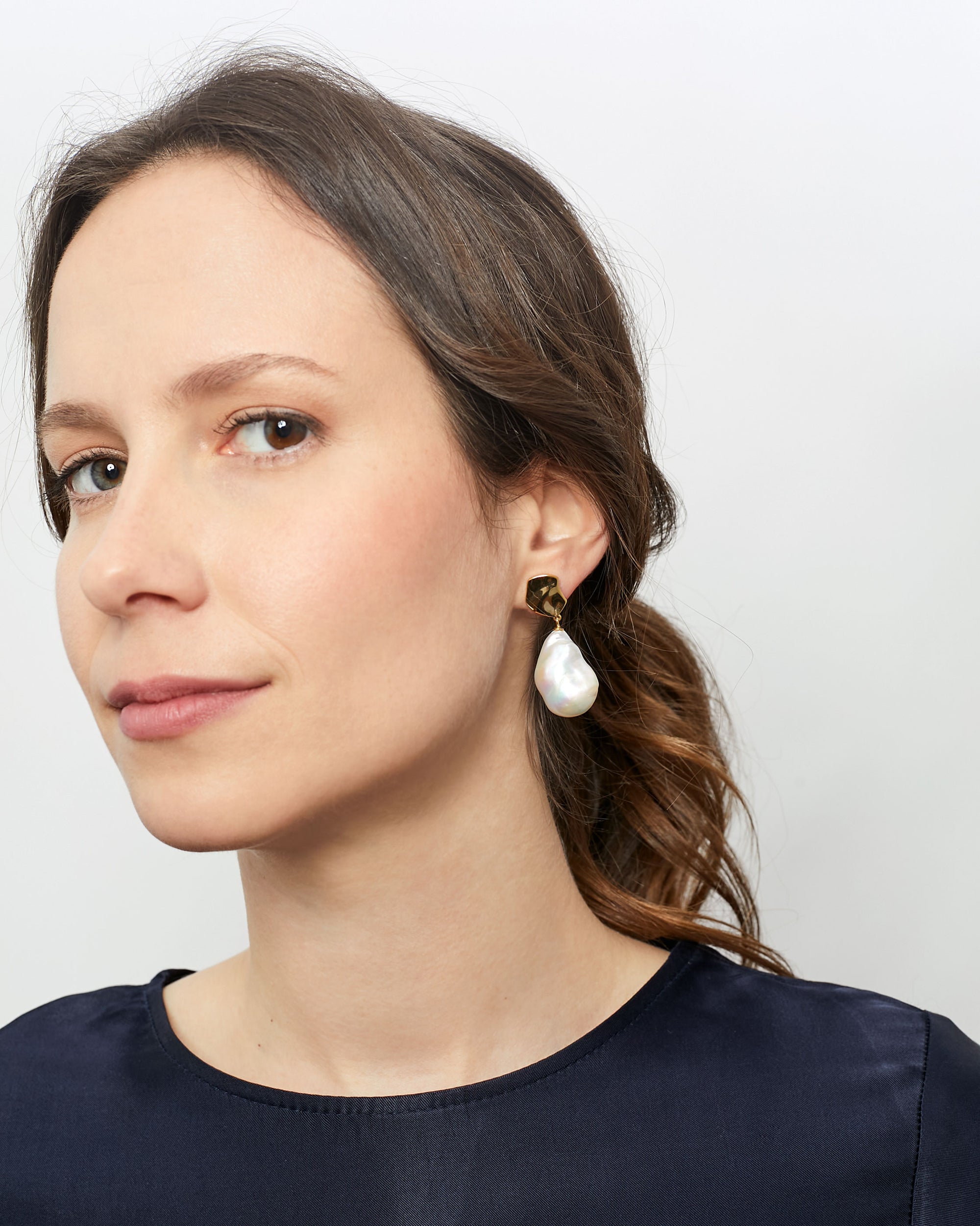 Pendientes de Perlas Barrocas Keshi y plata bañada en oro de mujer Secret & You