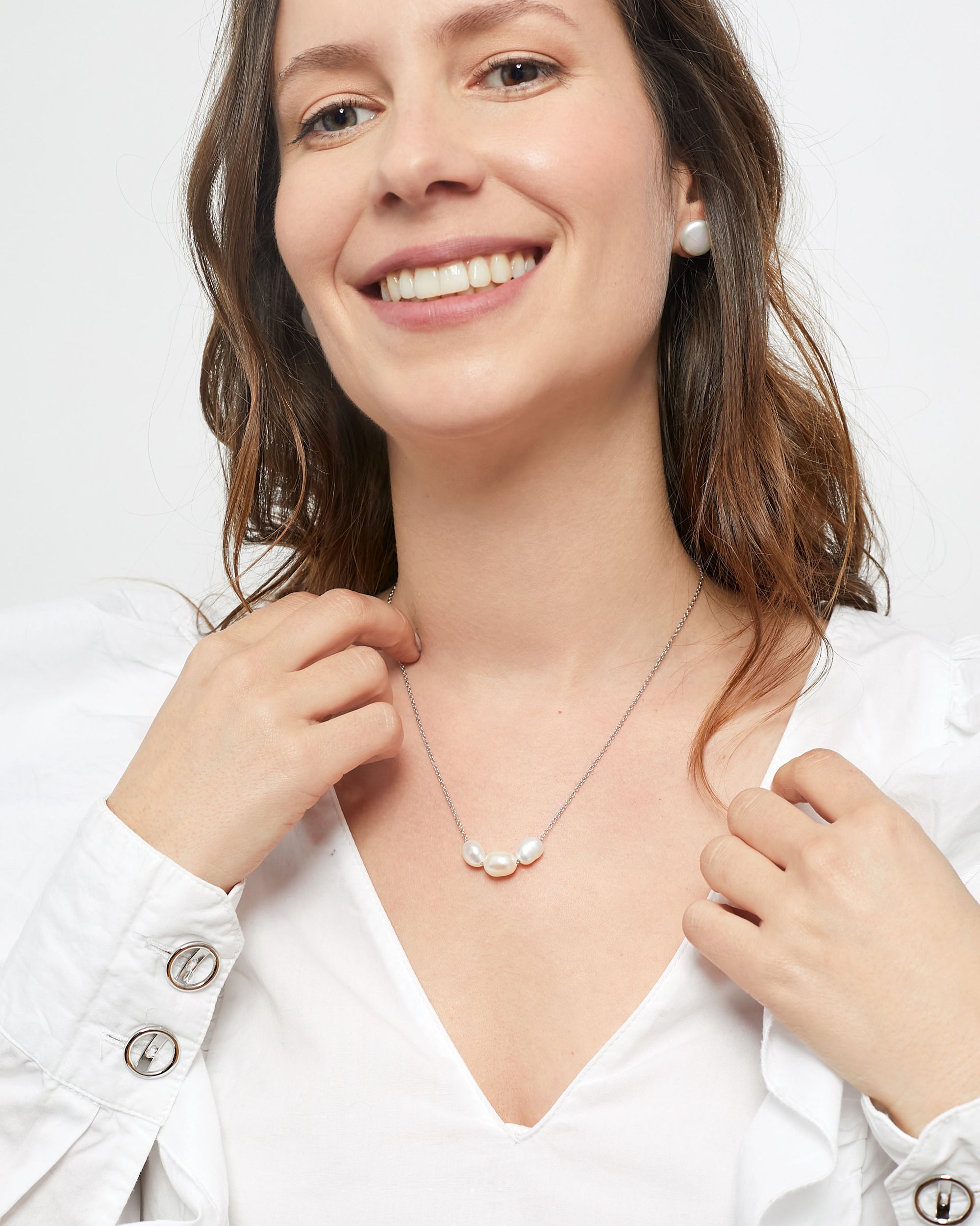 Colgante Tres Perlas de Agua Dulce Barrocas de 8-9 y 9-10 mm y Plata de ley Secret & You