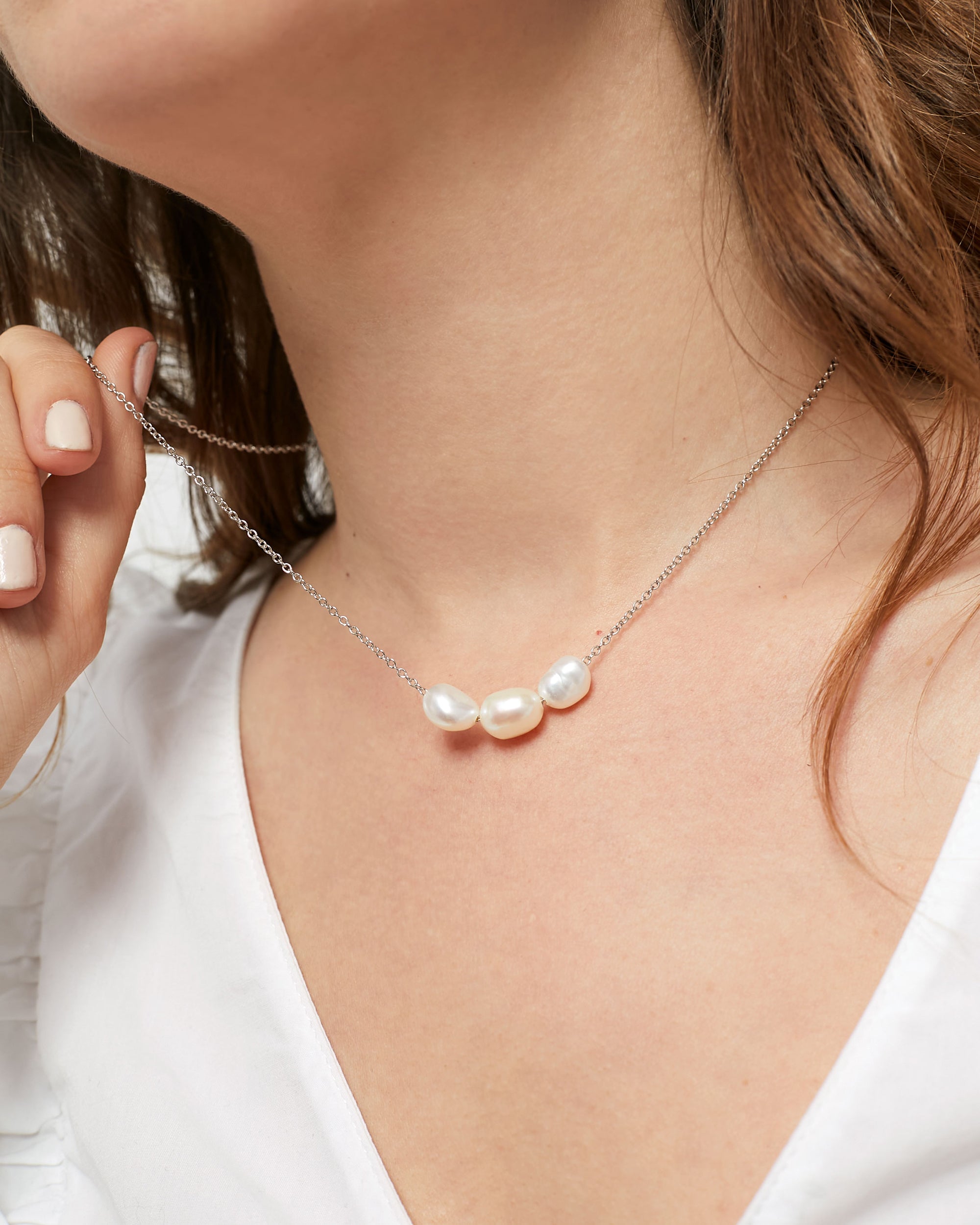 Colgante Tres Perlas de Agua Dulce Barrocas de 8-9 y 9-10 mm y Plata de ley Secret & You