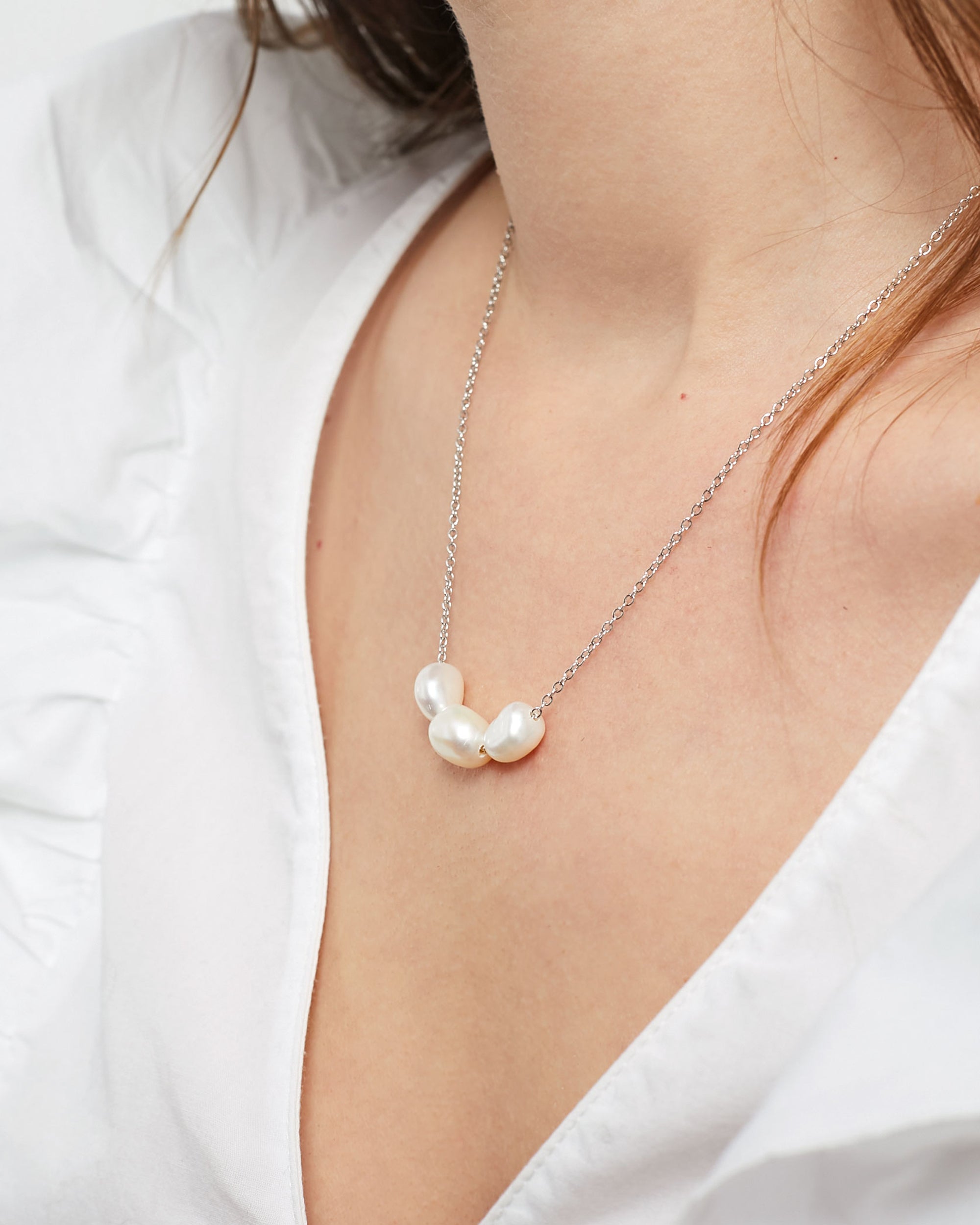 Colgante Tres Perlas de Agua Dulce Barrocas de 8-9 y 9-10 mm y Plata de ley Secret & You