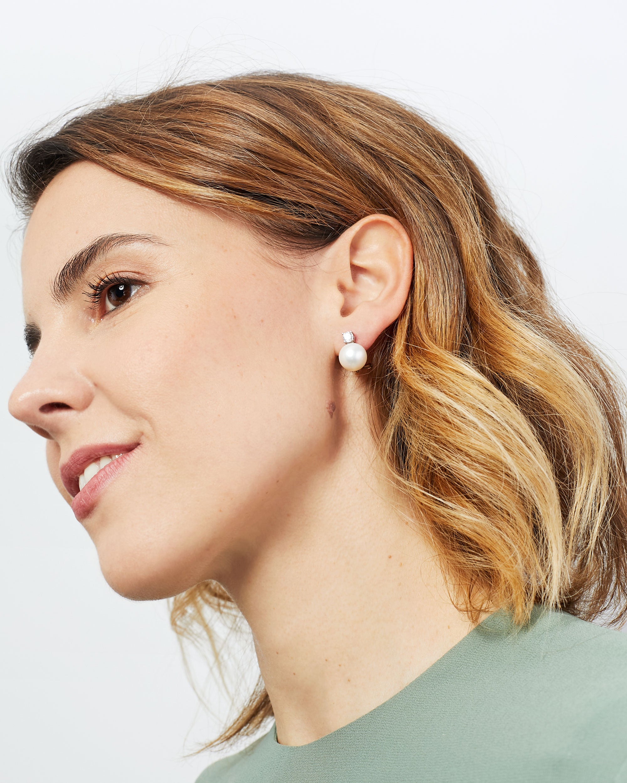 Pendientes de Mujer con Perlas Botón Cultivadas y Circonitas Secret & You