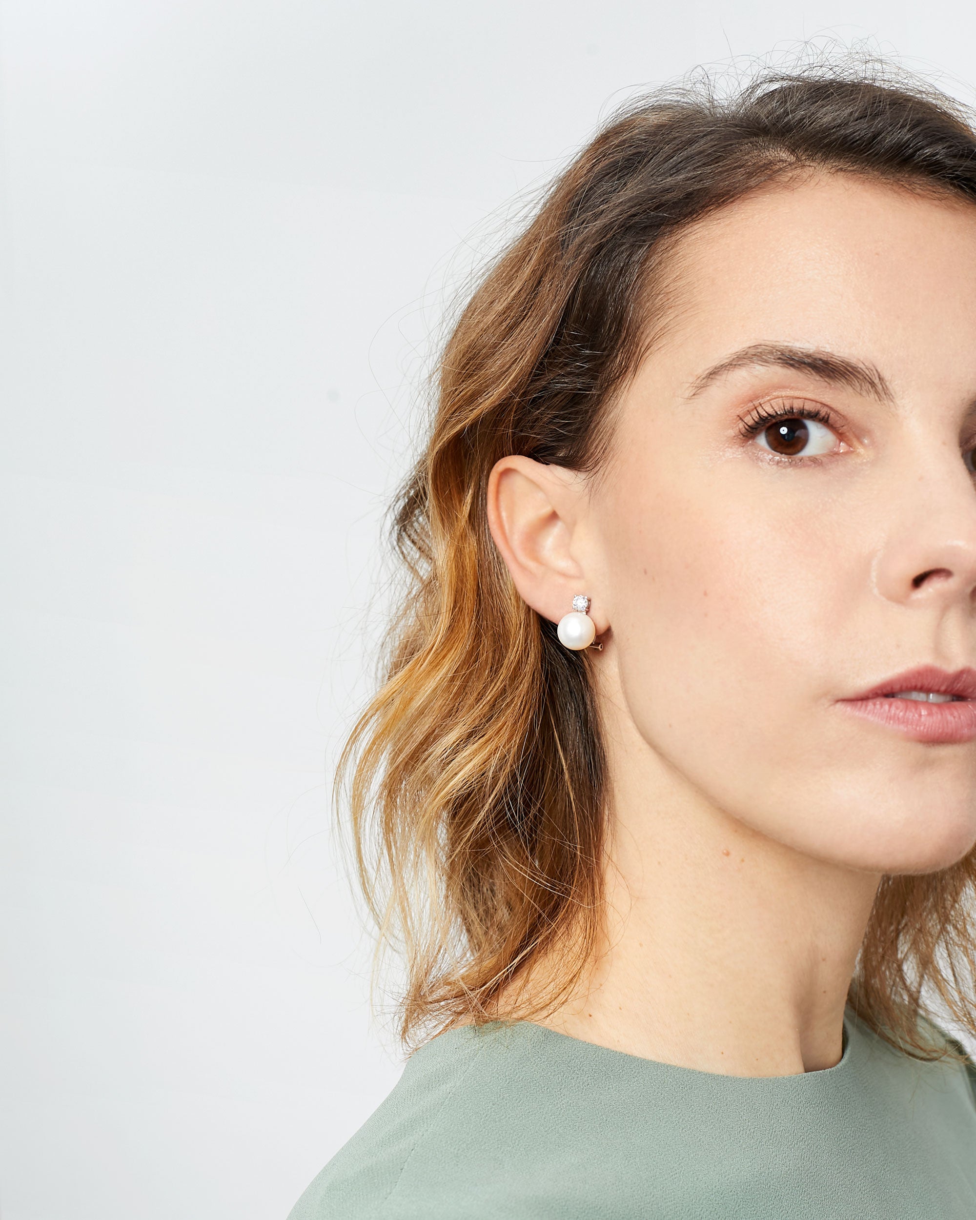 Pendientes de Mujer con Perlas Botón Cultivadas y Circonitas Secret & You