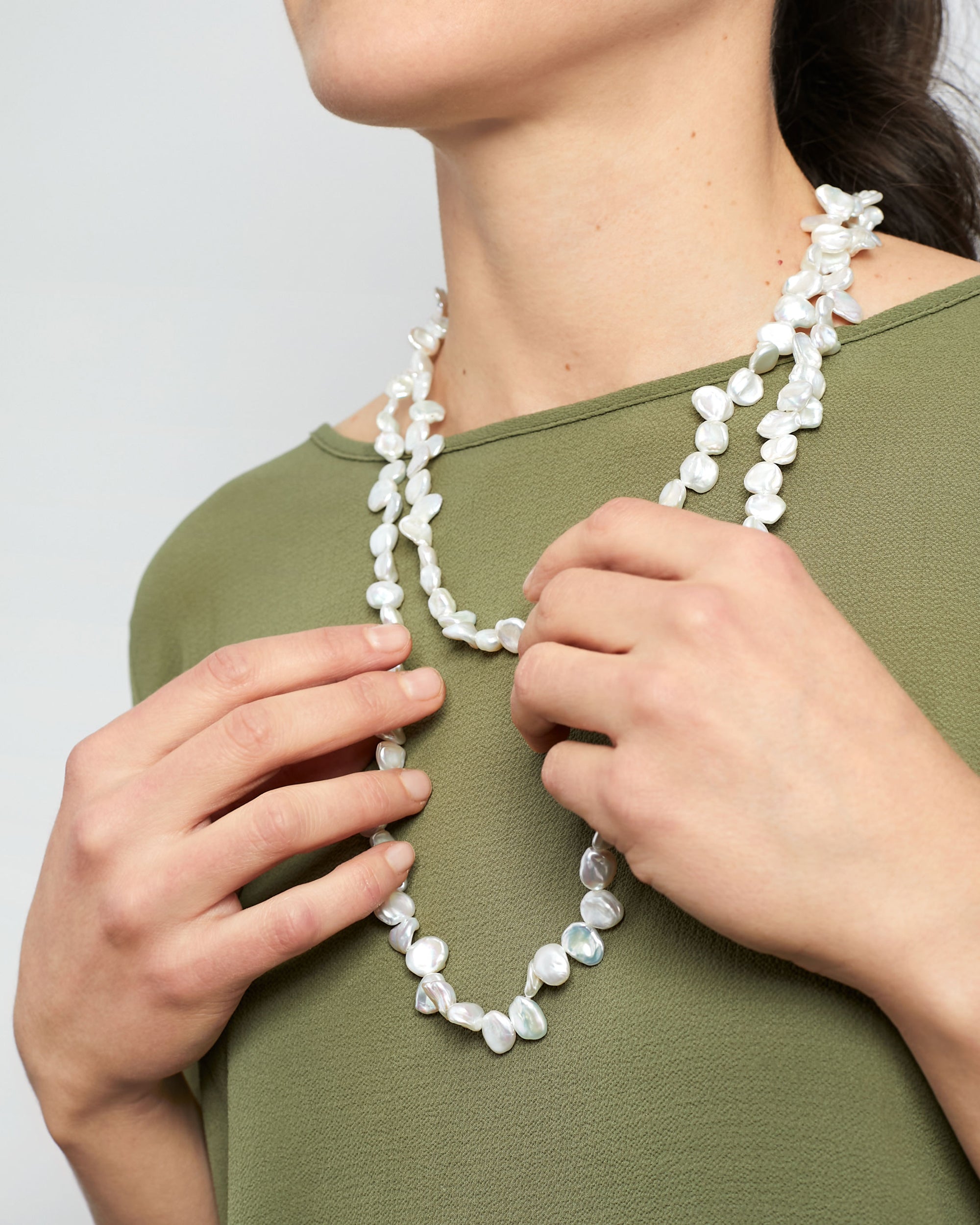 Collar de Perlas Cultivadas de Agua Dulce Barrocas Keshi de 9-11 mm, 120 cm de largo