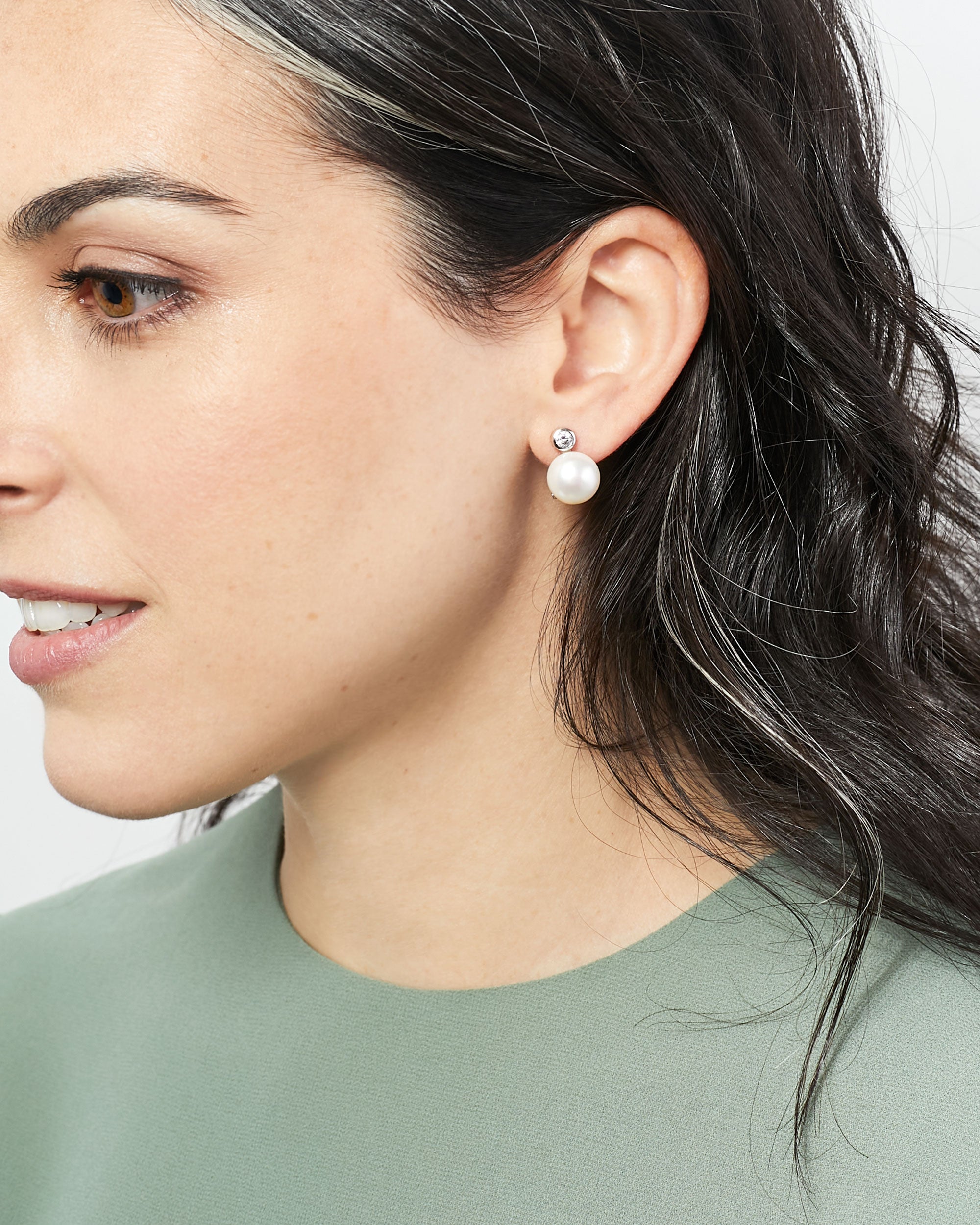 Pendientes de Mujer con Perlas Botón Cultivadas y Circonitas Secret & You