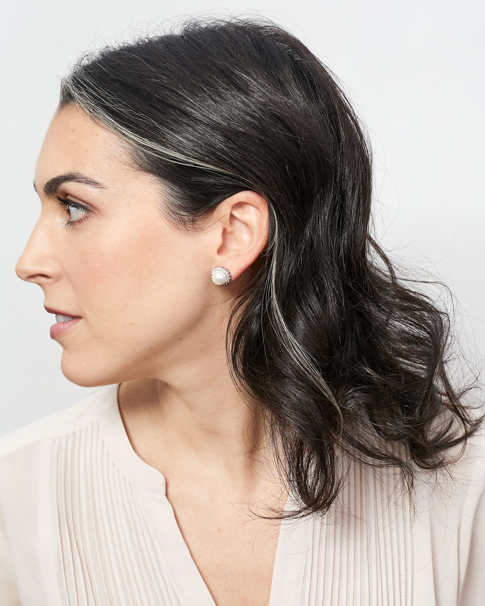 Pendientes de Perla Botón con Circonitas Secret & You