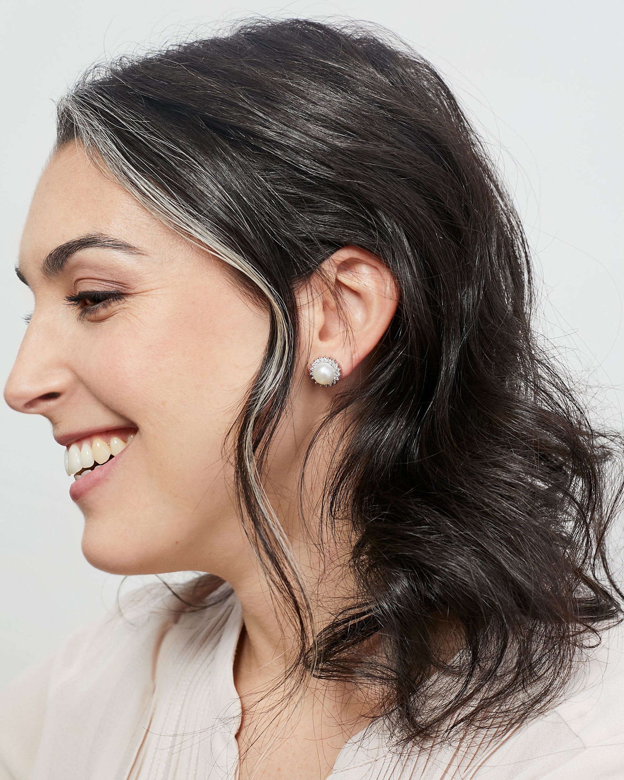 Pendientes de Perla Botón con Circonitas Secret & You