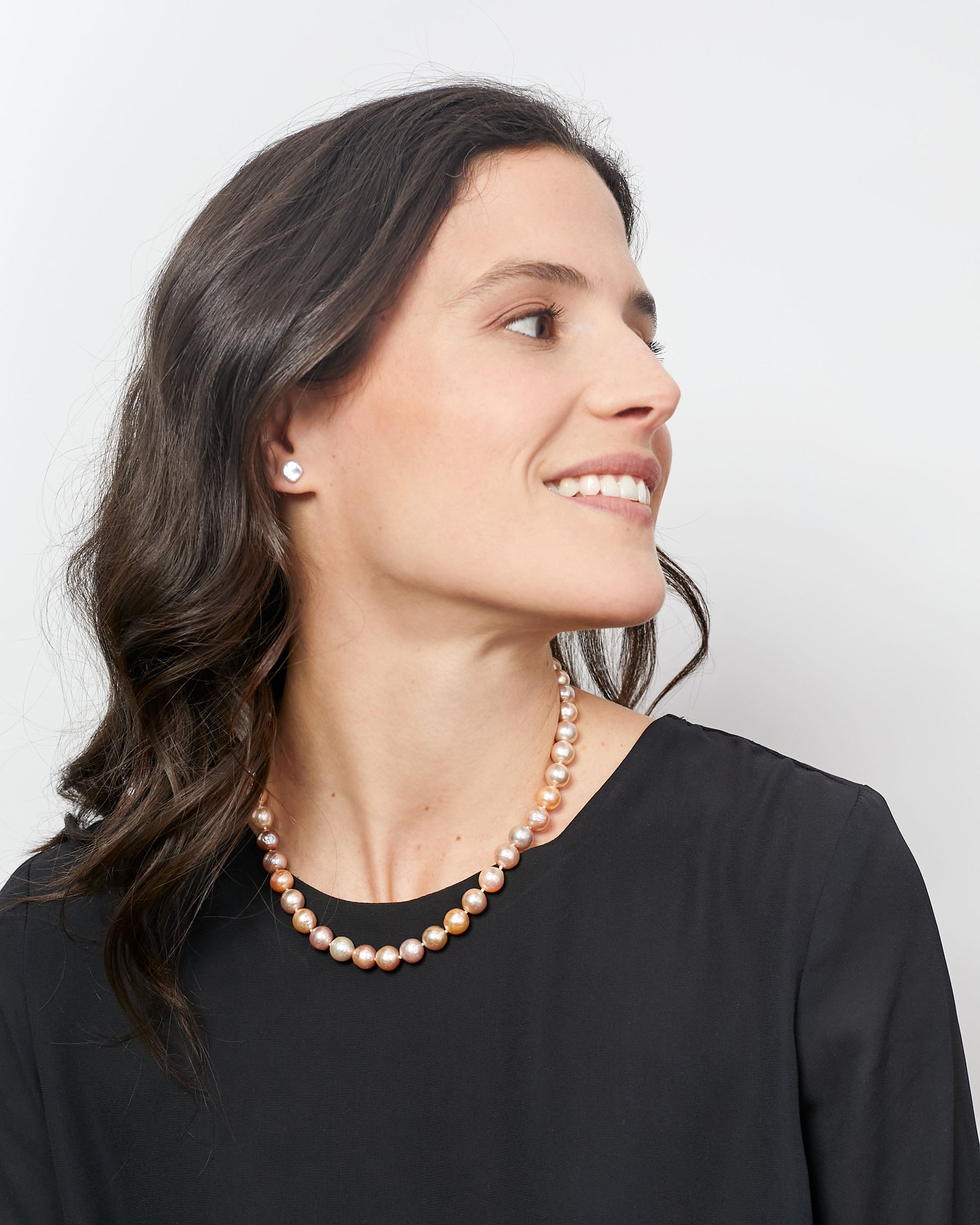 Collar de Perlas Cultivadas de Agua Dulce Semi-Barrocas Multicolor Natural de 9-10 mm Secret & You