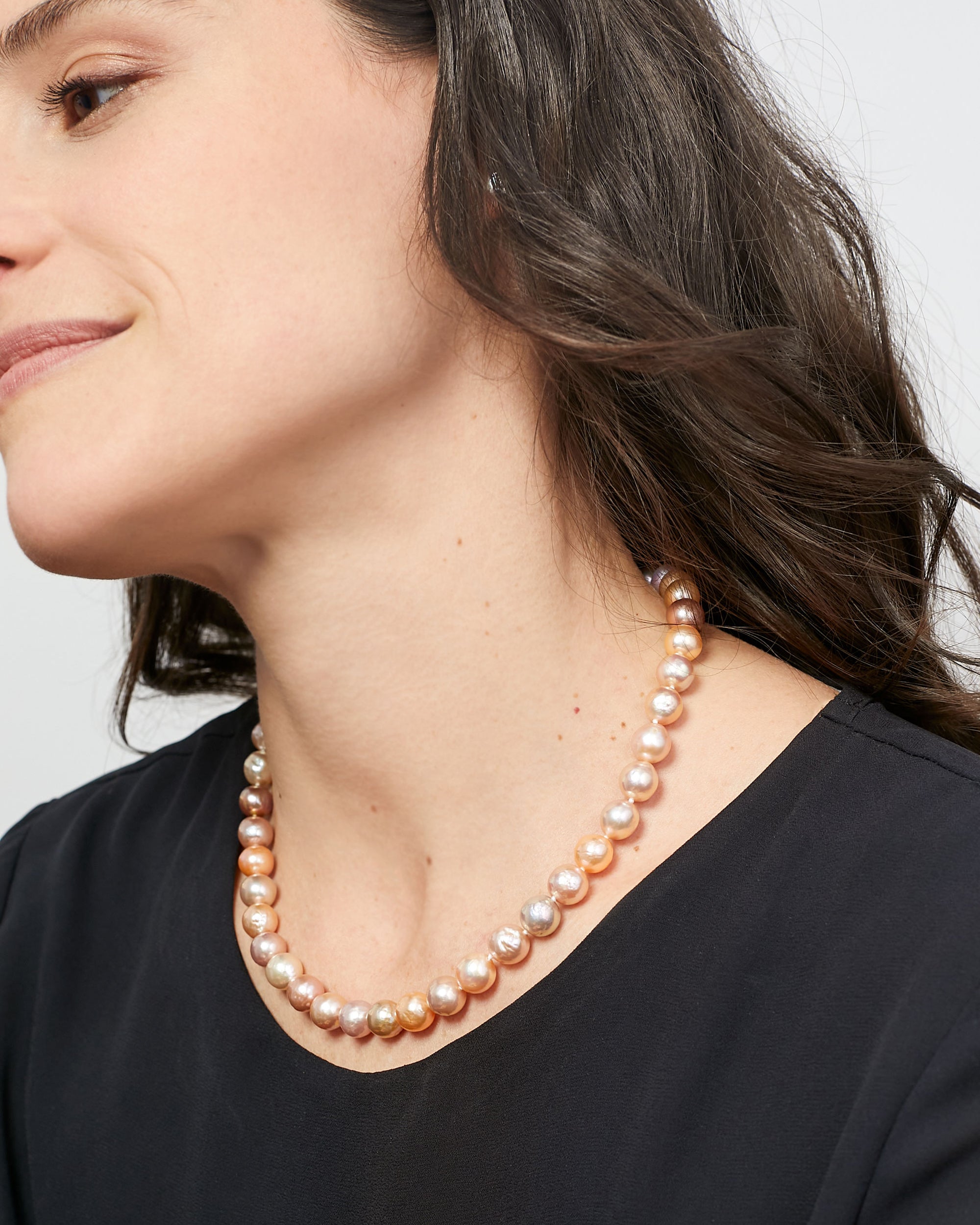 Collar de Perlas Cultivadas de Agua Dulce Semi-Barrocas Multicolor Natural de 9-10 mm Secret & You