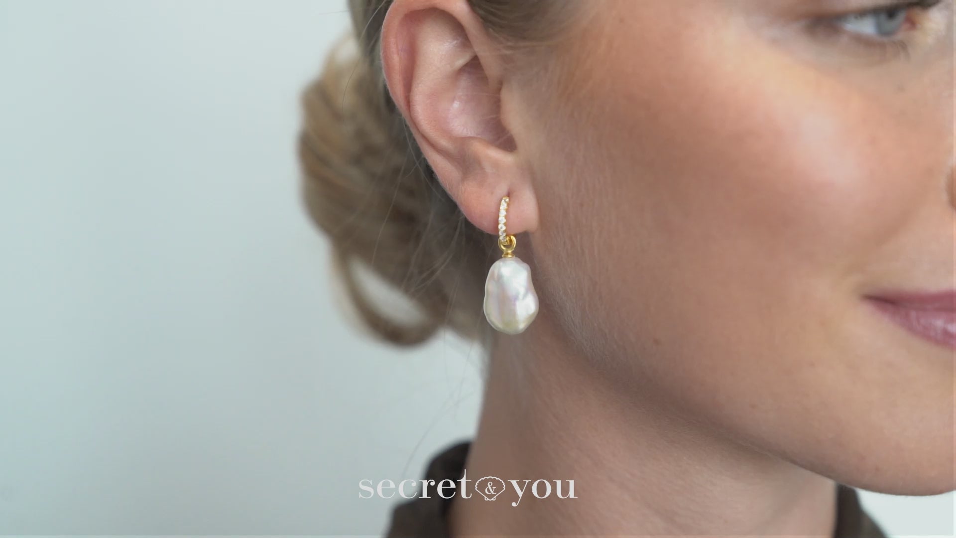 Aros de oro vermeil con circonitas y perla keshi 12mm