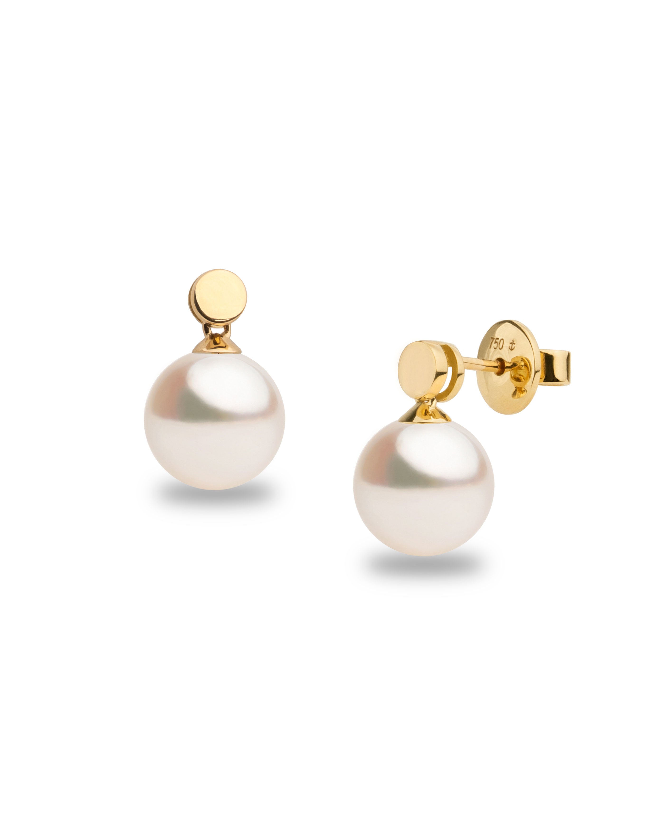 Pendientes Cassia con Perlas Akoya y Disco de Oro | 7,5 - 8 mm