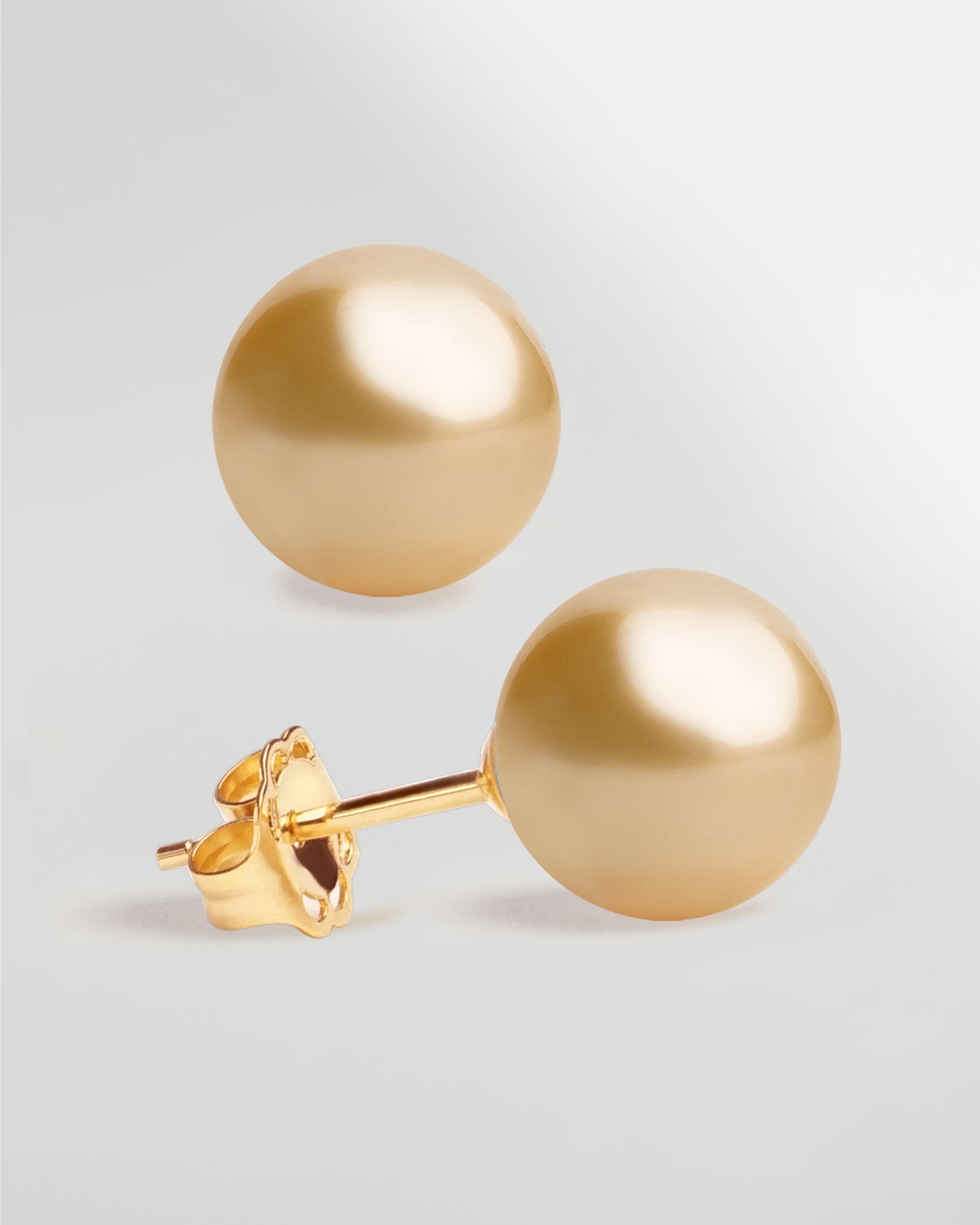 Pendientes de Perlas Cultivadas Australianas Doradas AAA en Oro de 18 k | 10-10,5 mm