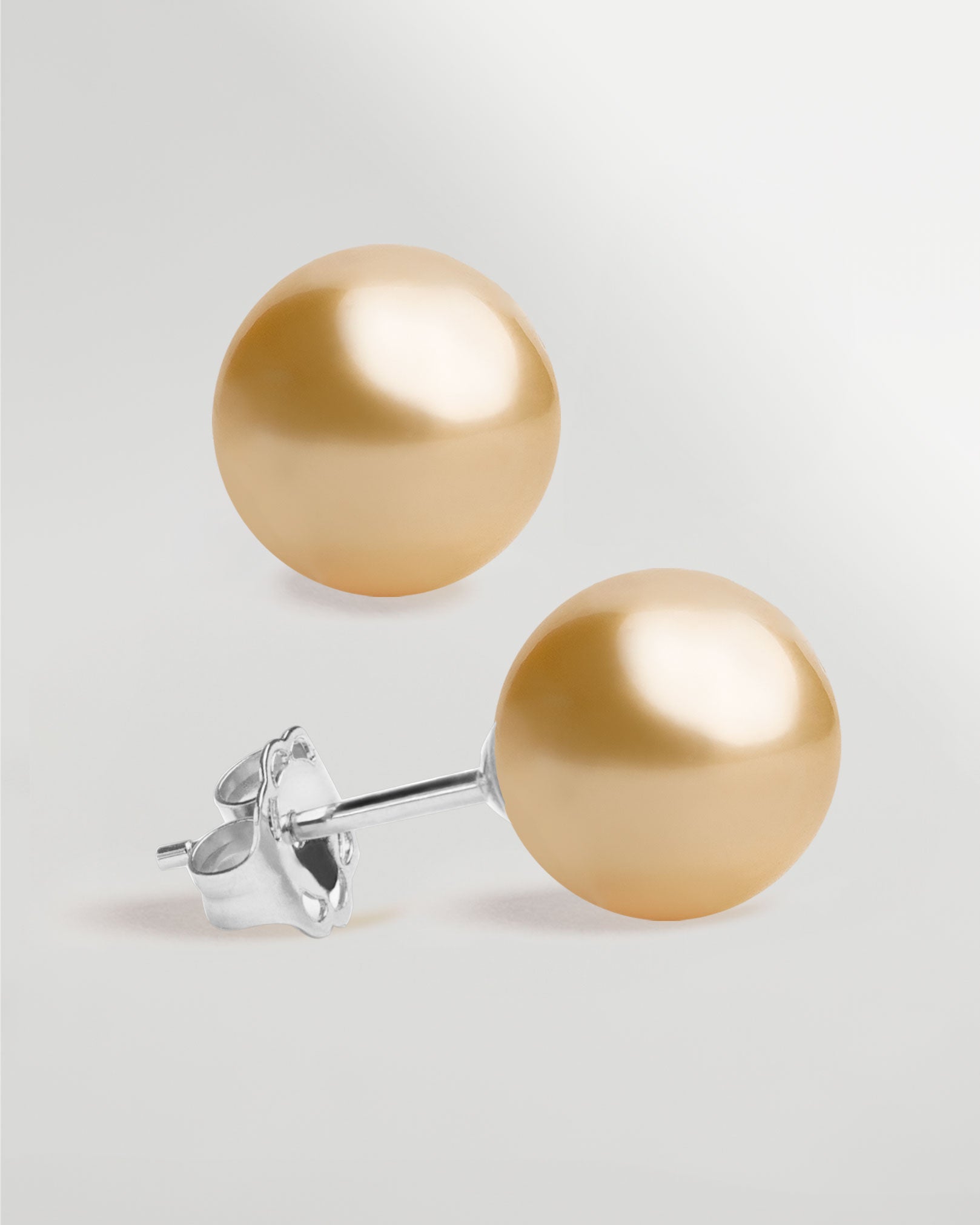 Pendientes de Perlas Cultivadas Australianas Doradas AAA en Oro Blanco de 18 k | 10-10,5 mm