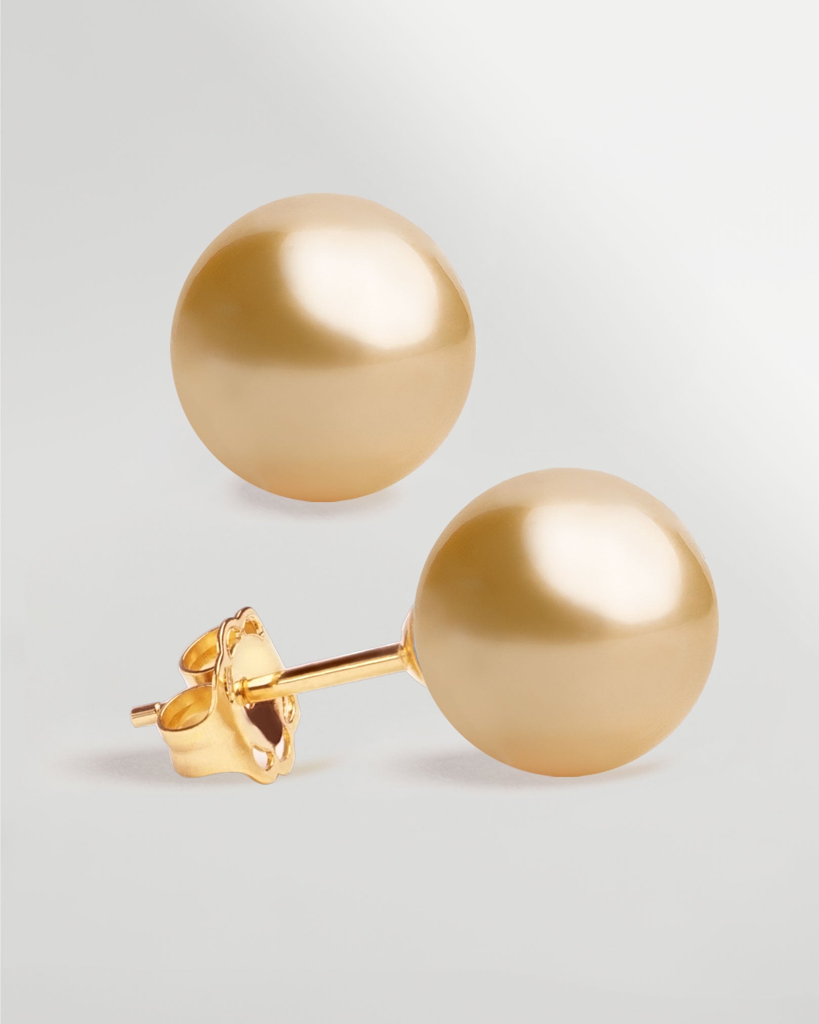 Pendientes de Perlas Cultivadas Australianas Doradas AAA en Oro de 18 k | 11-11,5 mm